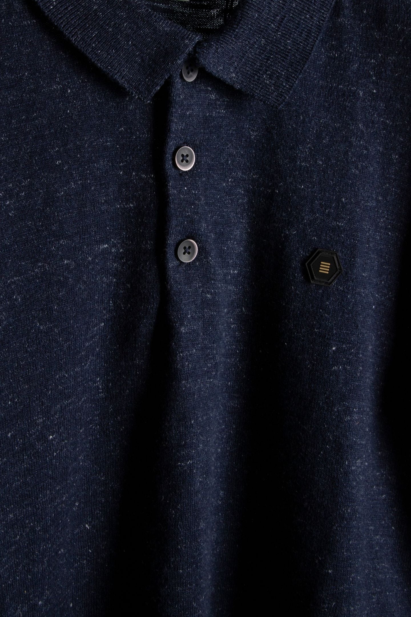 PULLOVER SHORT SLEEVE POLO MELANGE WITH LINEN DEEP BLUE 5