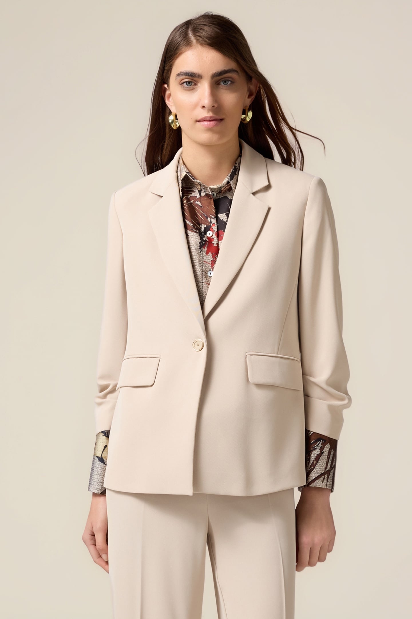 SINGLE-BREASTED BLAZER IN FLUID FABRIC BEIGE 2
