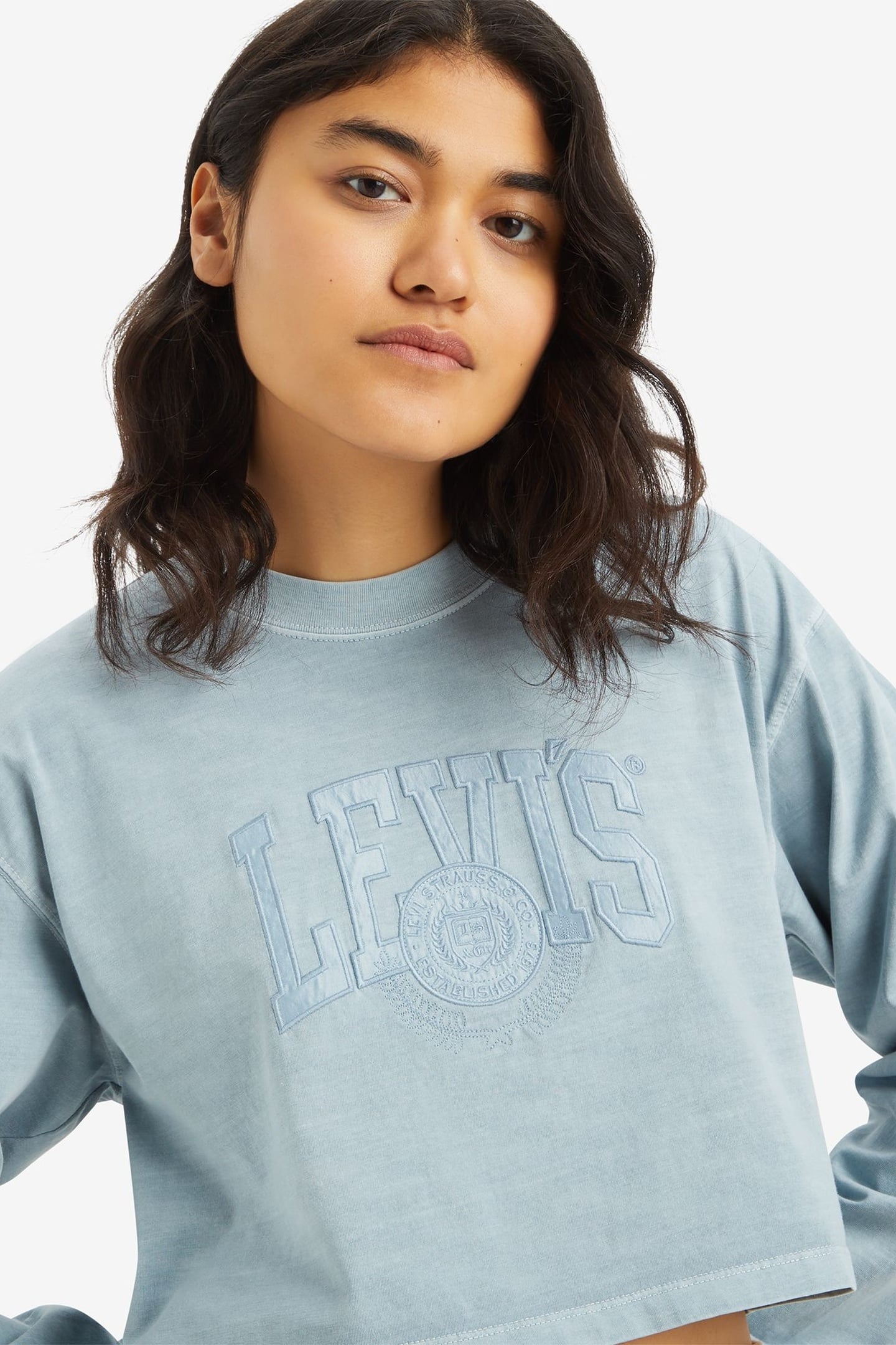 CROPPED LONG-SLEEVE FOOTBALL TEE BLUE 7