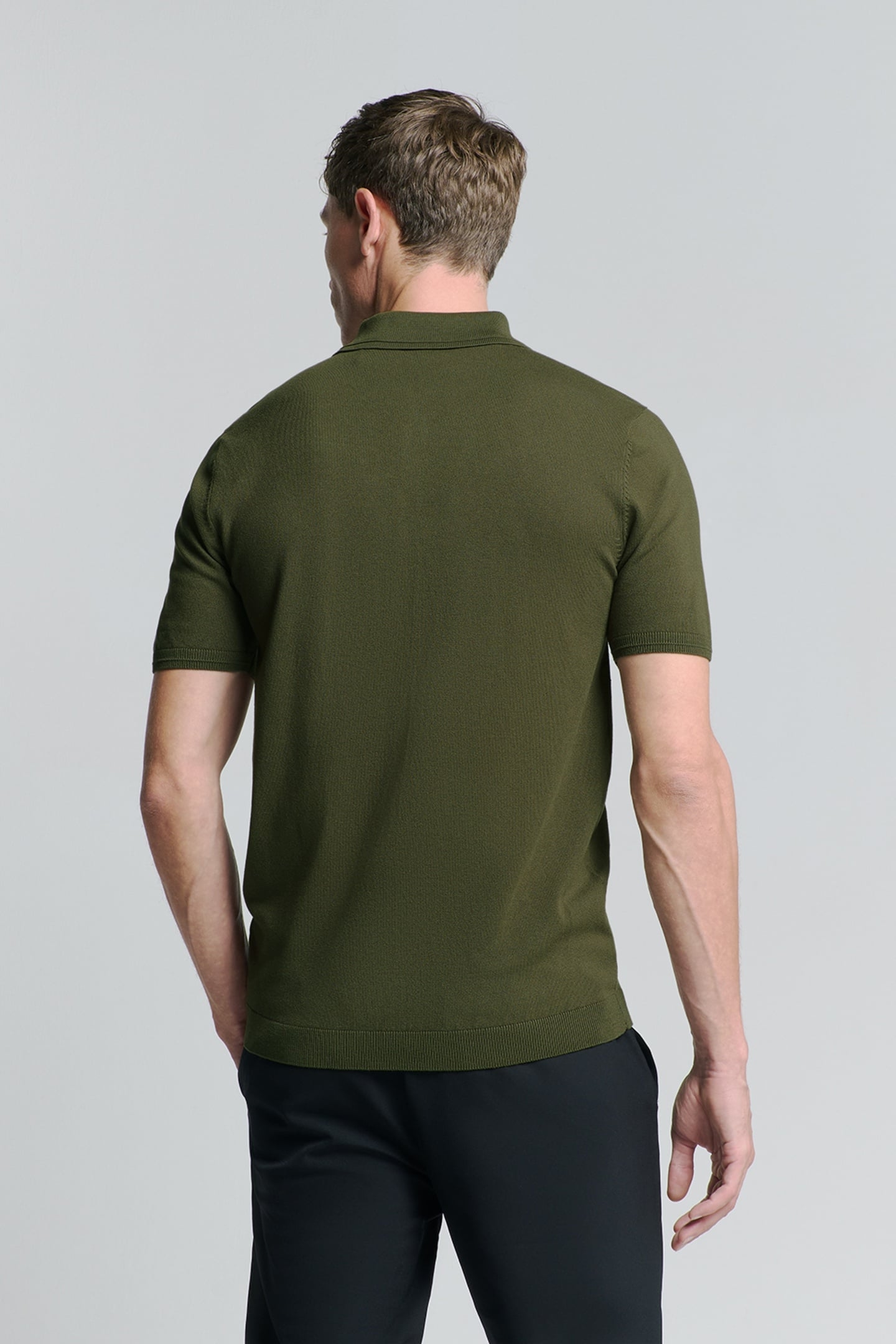 PULLOVER SHORT SLEEVE POLO BUTTON SOLID DARK MOSS 2