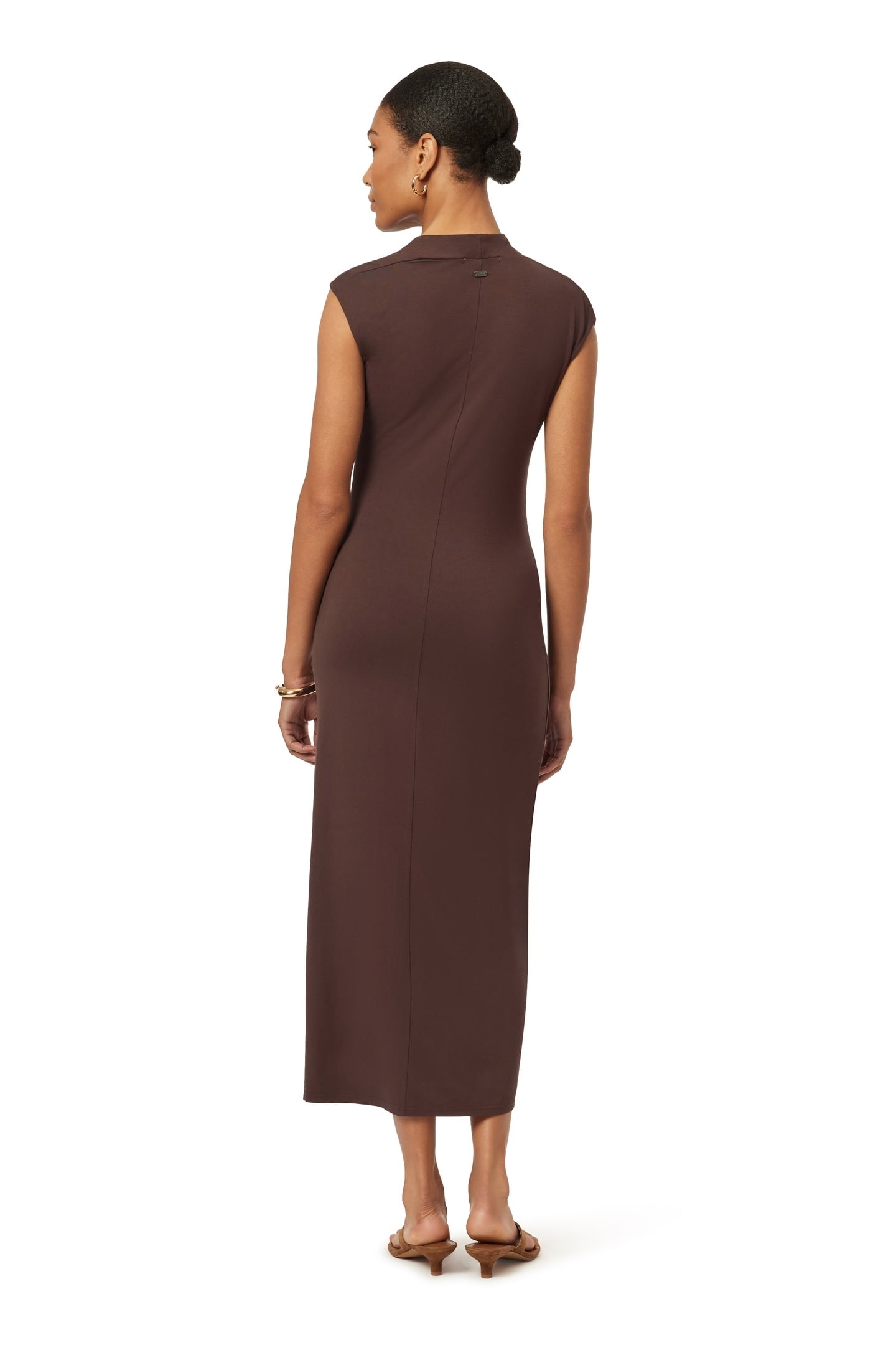 ASYMMETRIC NECK DRESS HOT FUDGE 3