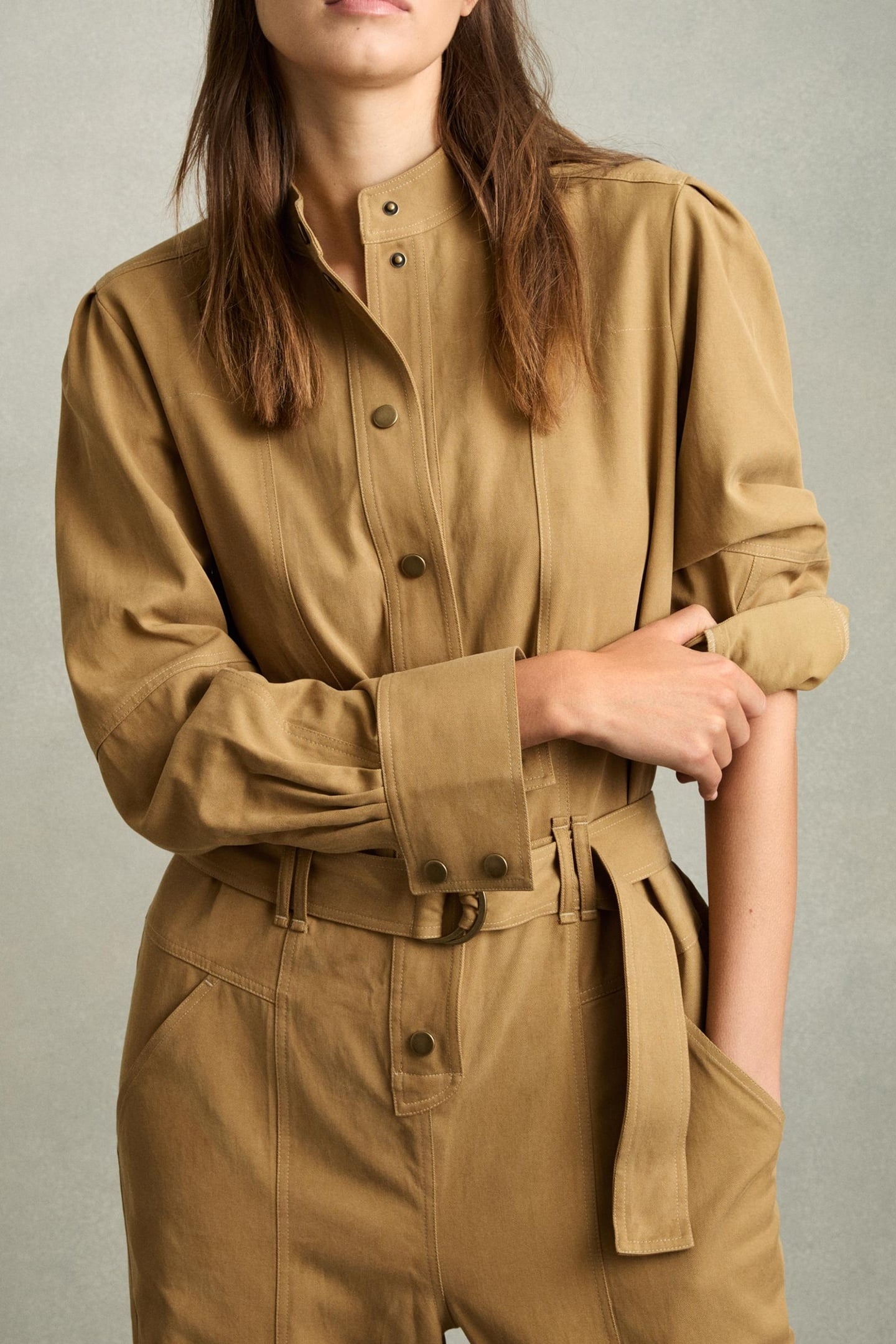 SEAM DETAIL JUMPSUIT CAMEL 4