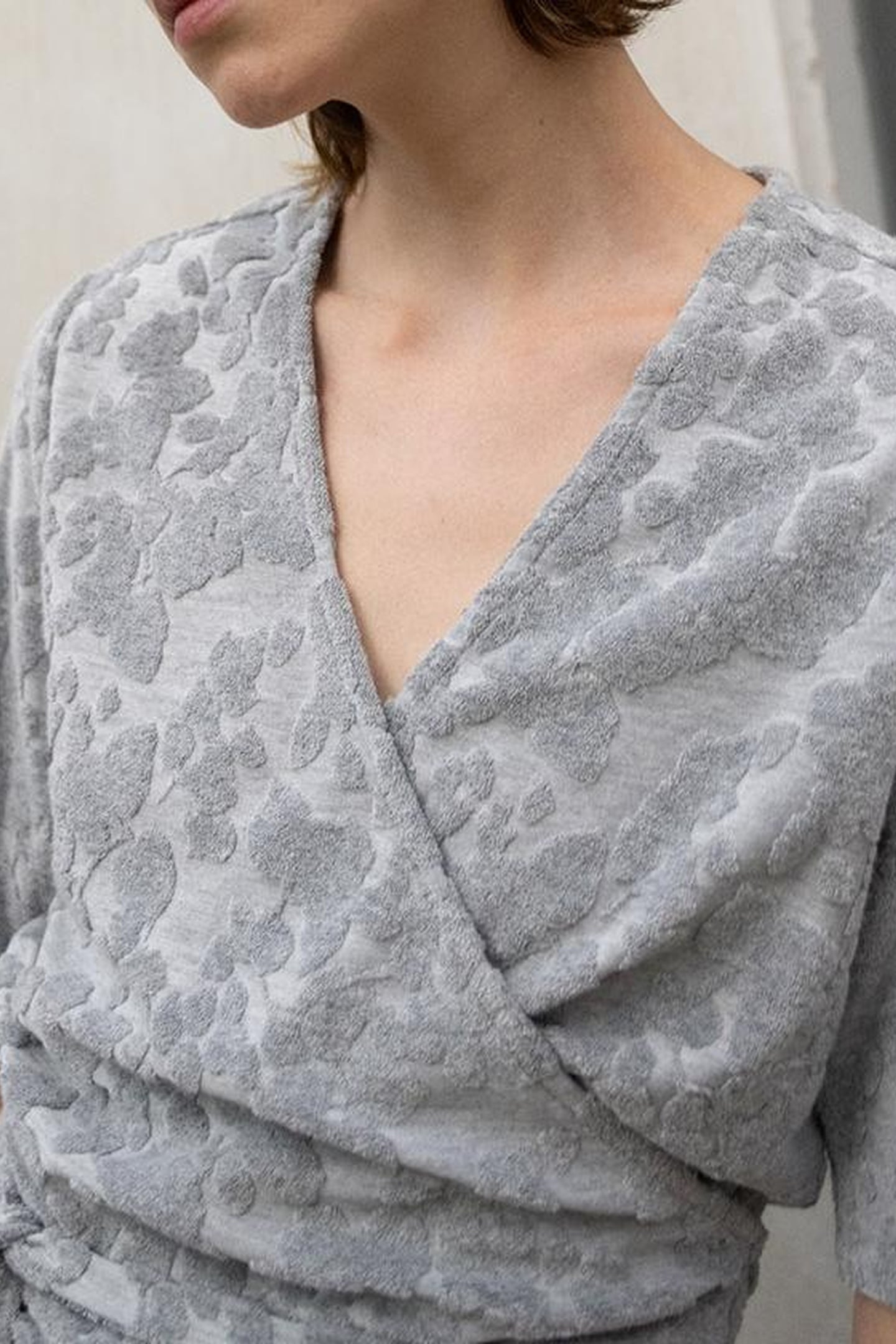 BINE TOWELING TOP SHORT SLEEVE GREY MELEE 4