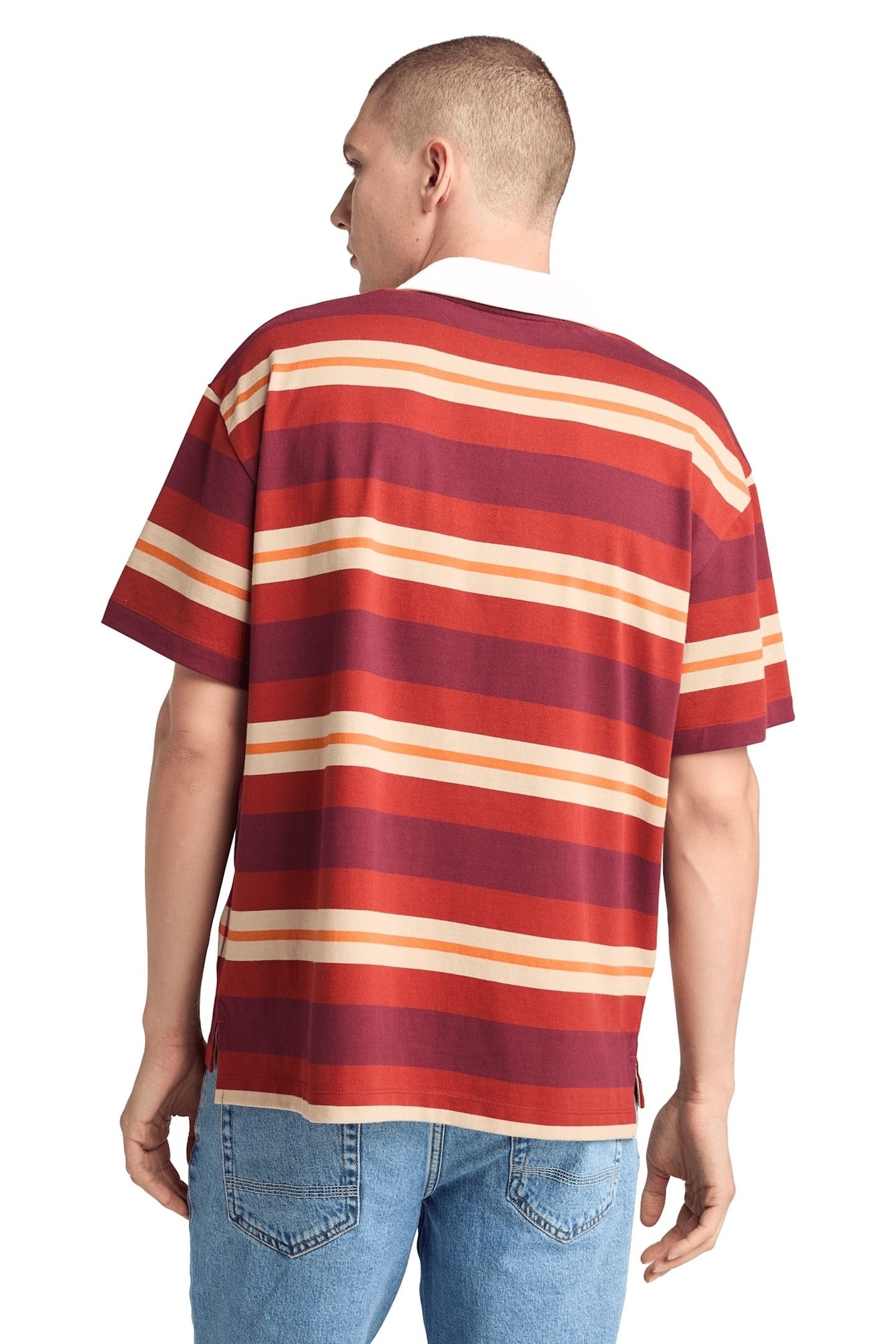 SS STRIPED RUGBY POLO BURNT HENNA 2