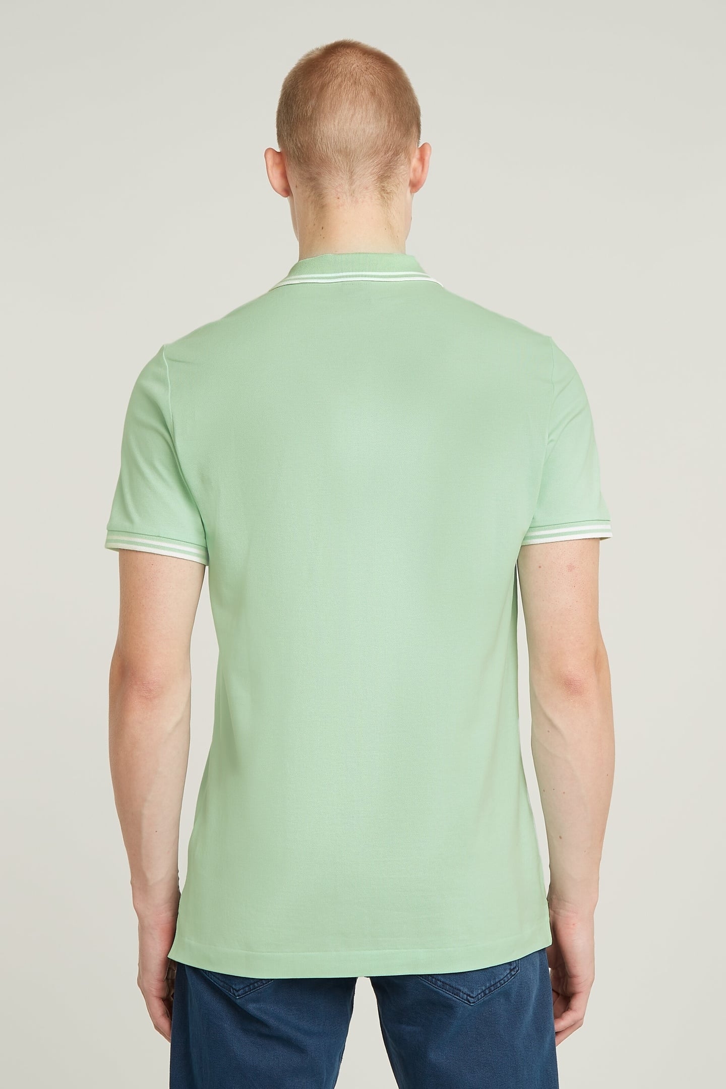 DUNDA SLIM STRIPE POLO S\S BIRDS EGG GREEN 3