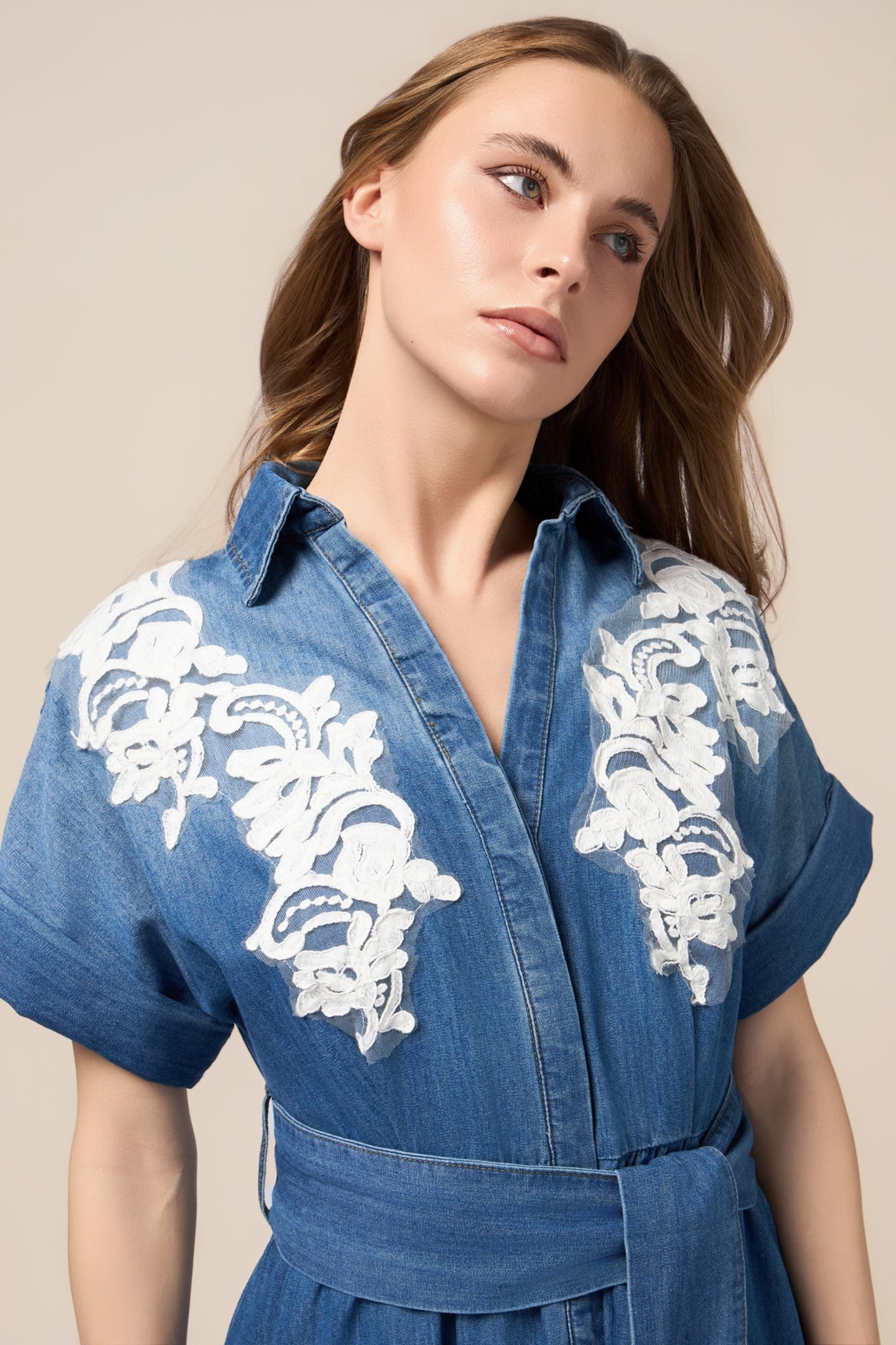 DENIM SHIRT WITH EMBROIDERY LIGHT BLUE 5