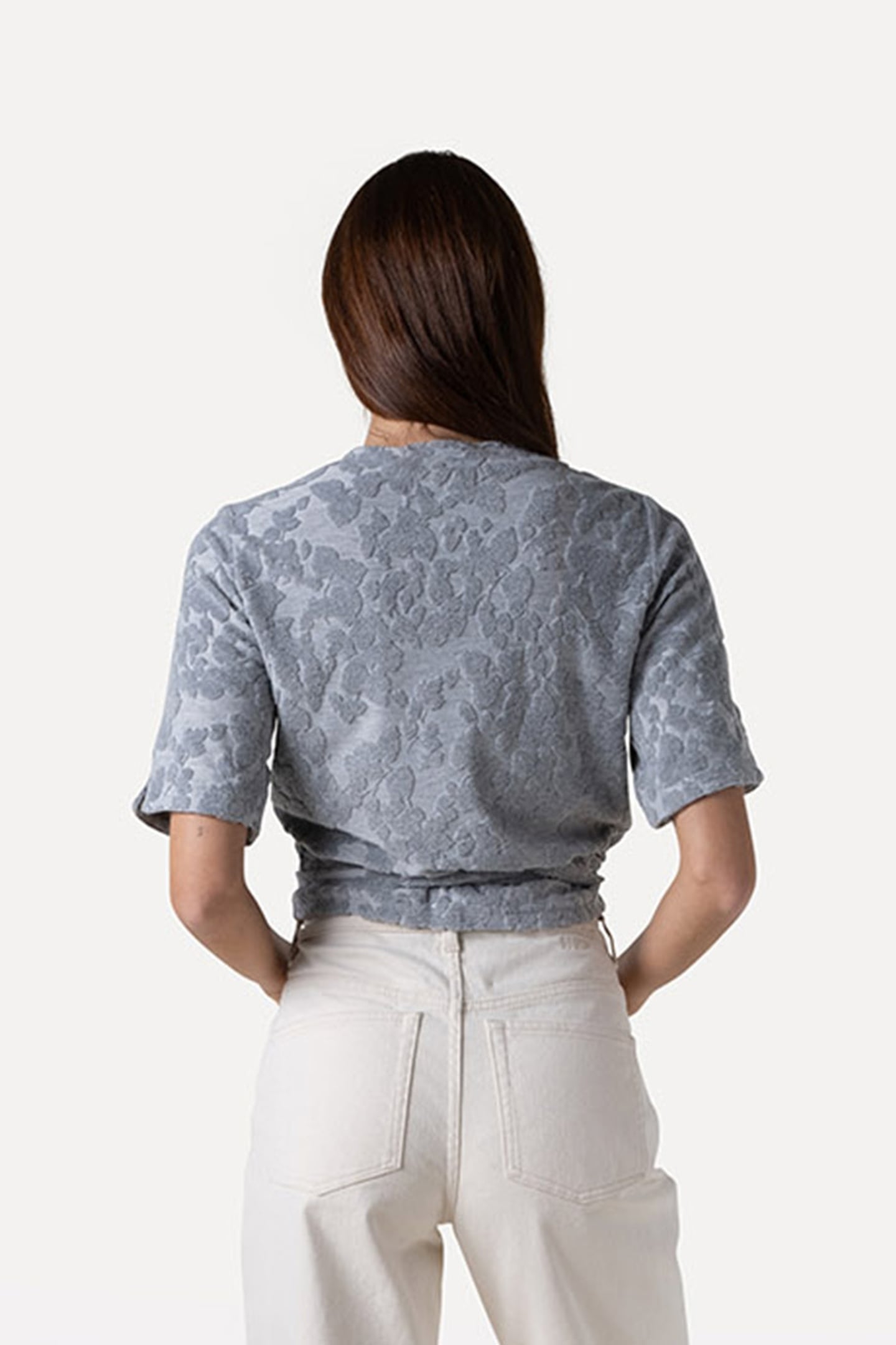 BINE TOWELING TOP SHORT SLEEVE GREY MELEE 2