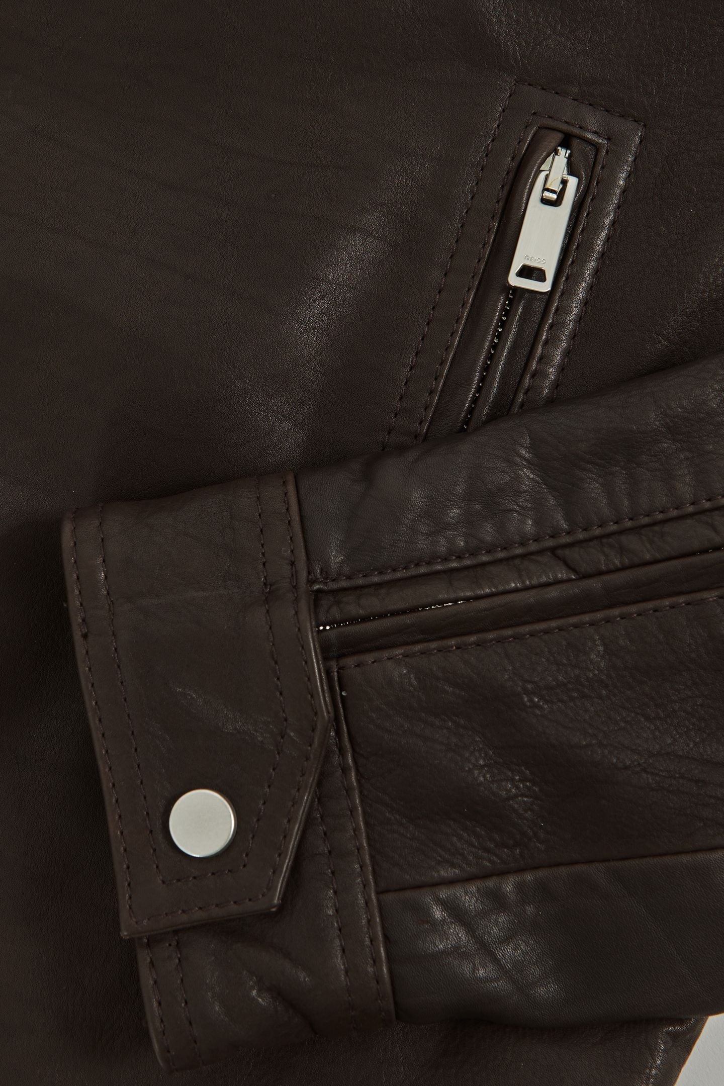 LEATHER BIKER JACKET CHOCOLATE BROWN 6