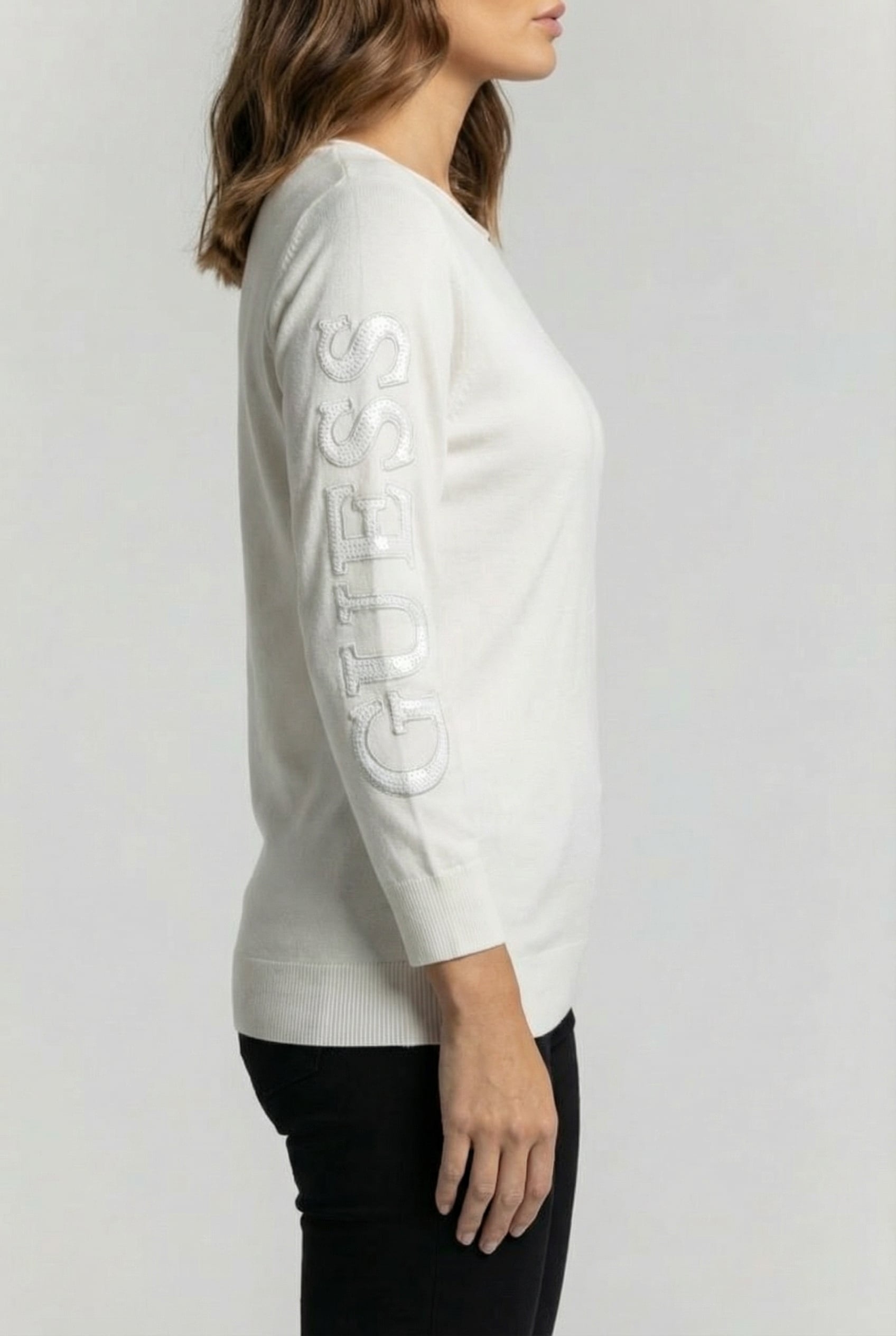 GUESS ECO MAEVE LOGO BAT SLEEV CREAM WHITE 3