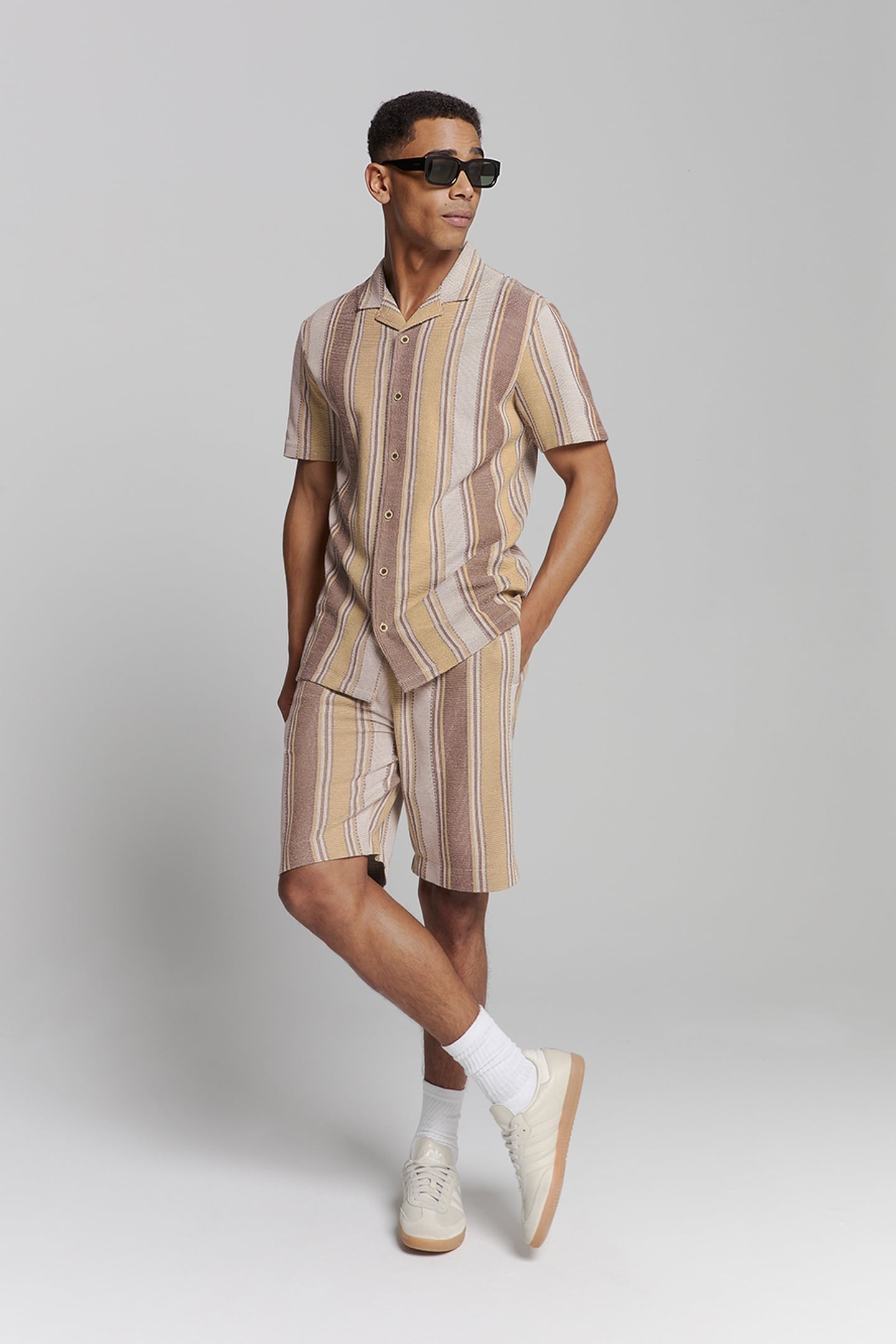 SHORT JERSEY MULTI COLOUR VERTICAL STRIPES YELLOW 2