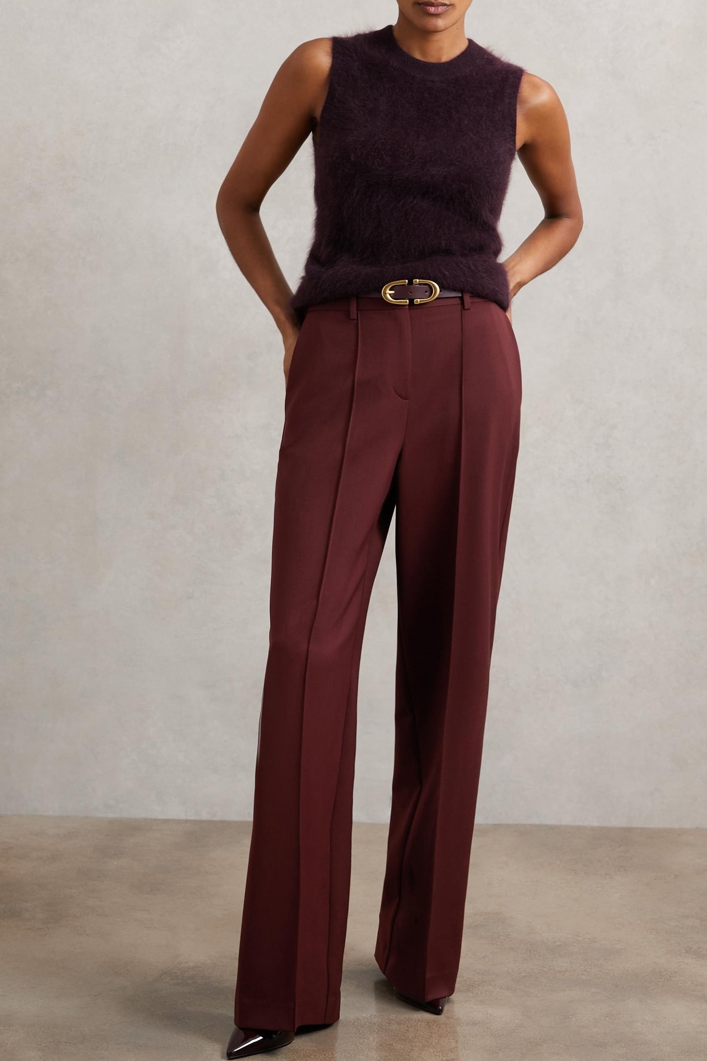 WIDE LEG TROUSER BURGUNDY 1