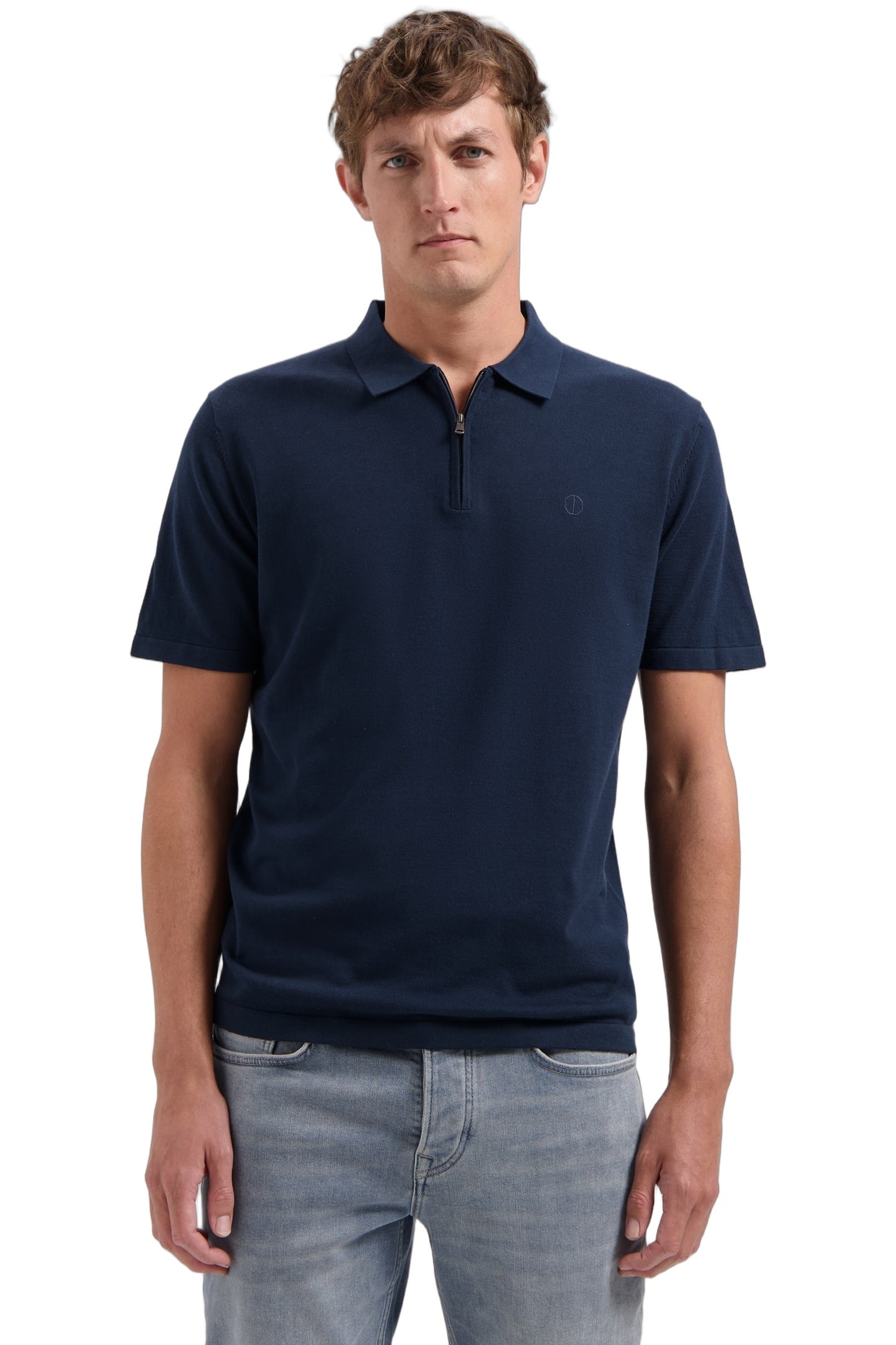DS-DORIAN ZIP POLO DK. NAVY 1