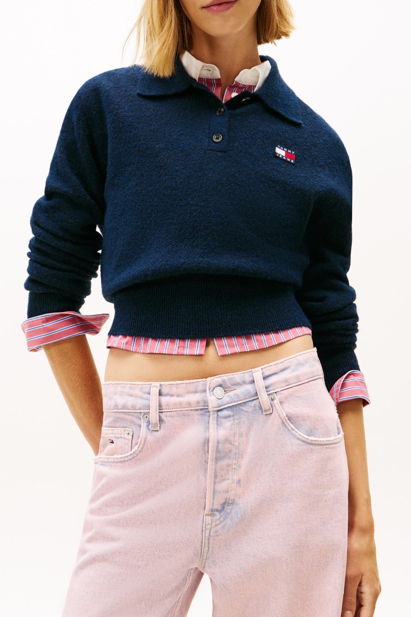 FLUFFY POLO SWEATER DARK NIGHT NAVY 1