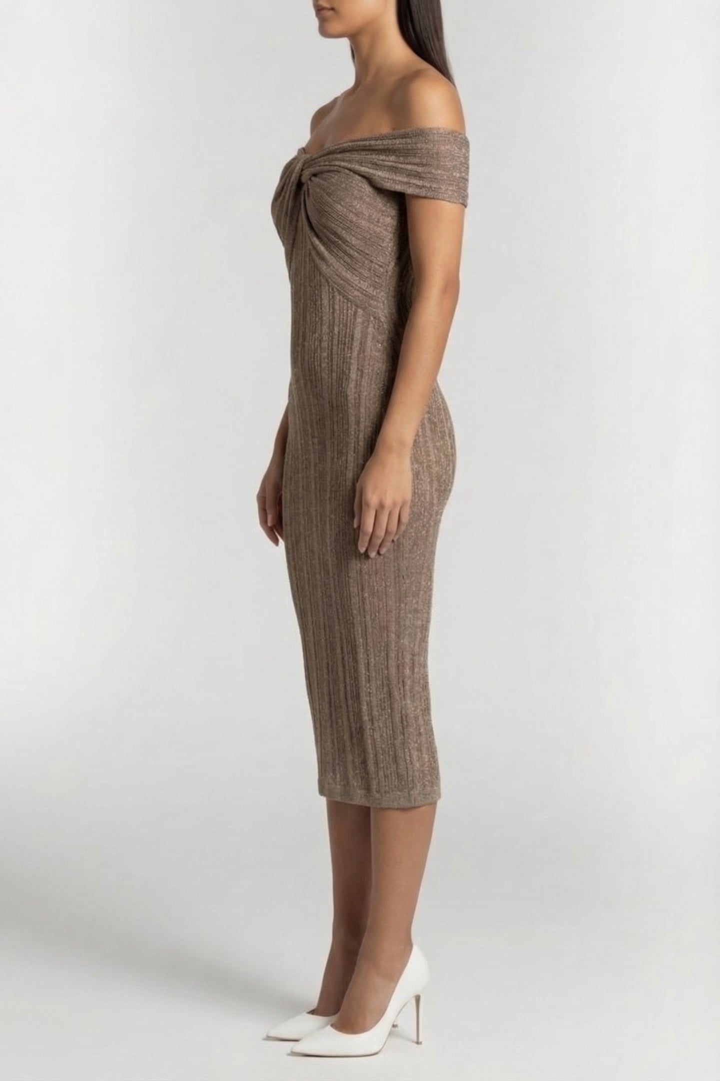 MARCIANO BY GUESS GIA RIBBED SWEATER DRESS NATURAL ALMOND 3