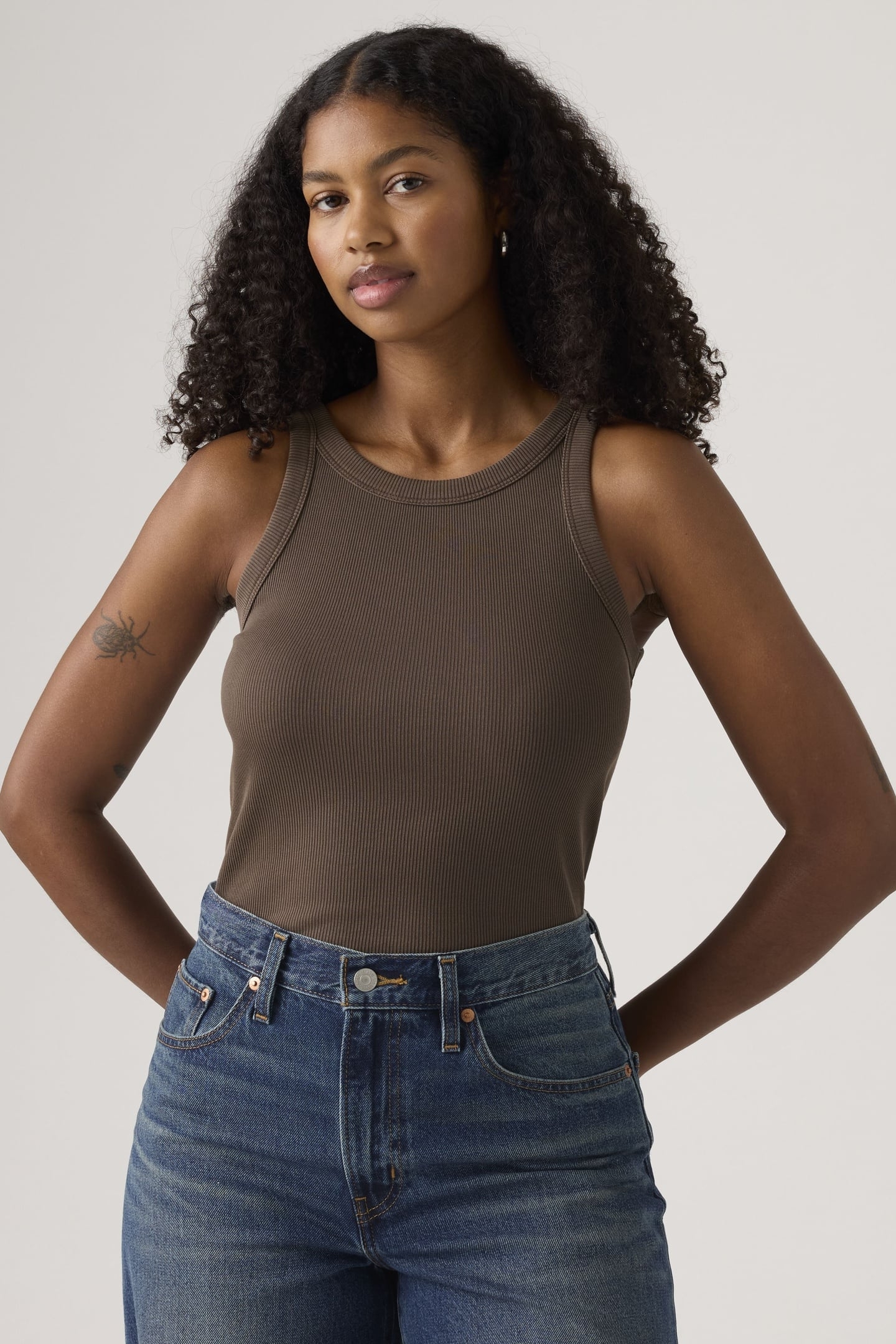 ESSENTIAL RACER TANK TOP BROWN 2