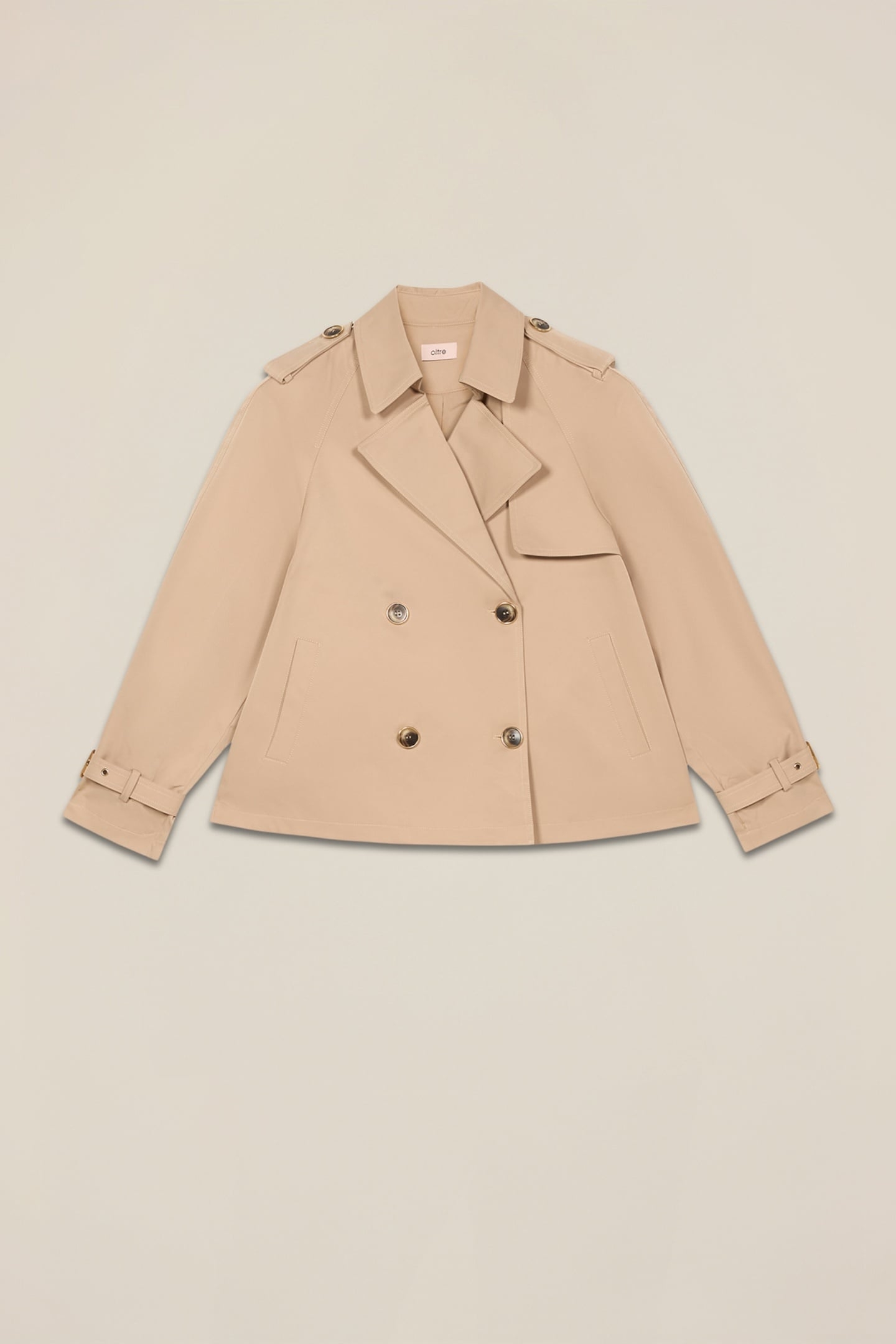SHORT DOUBLE-BREASTED TRENCH COAT BEIGE 5