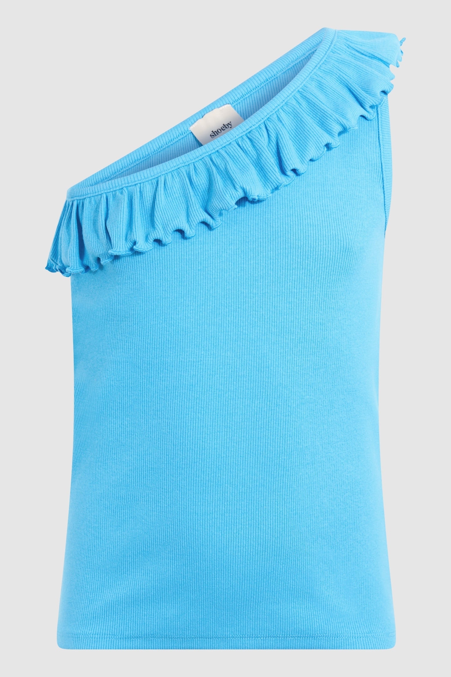 GIRLS ONE SHOULDER RIB TOP BLUE 4