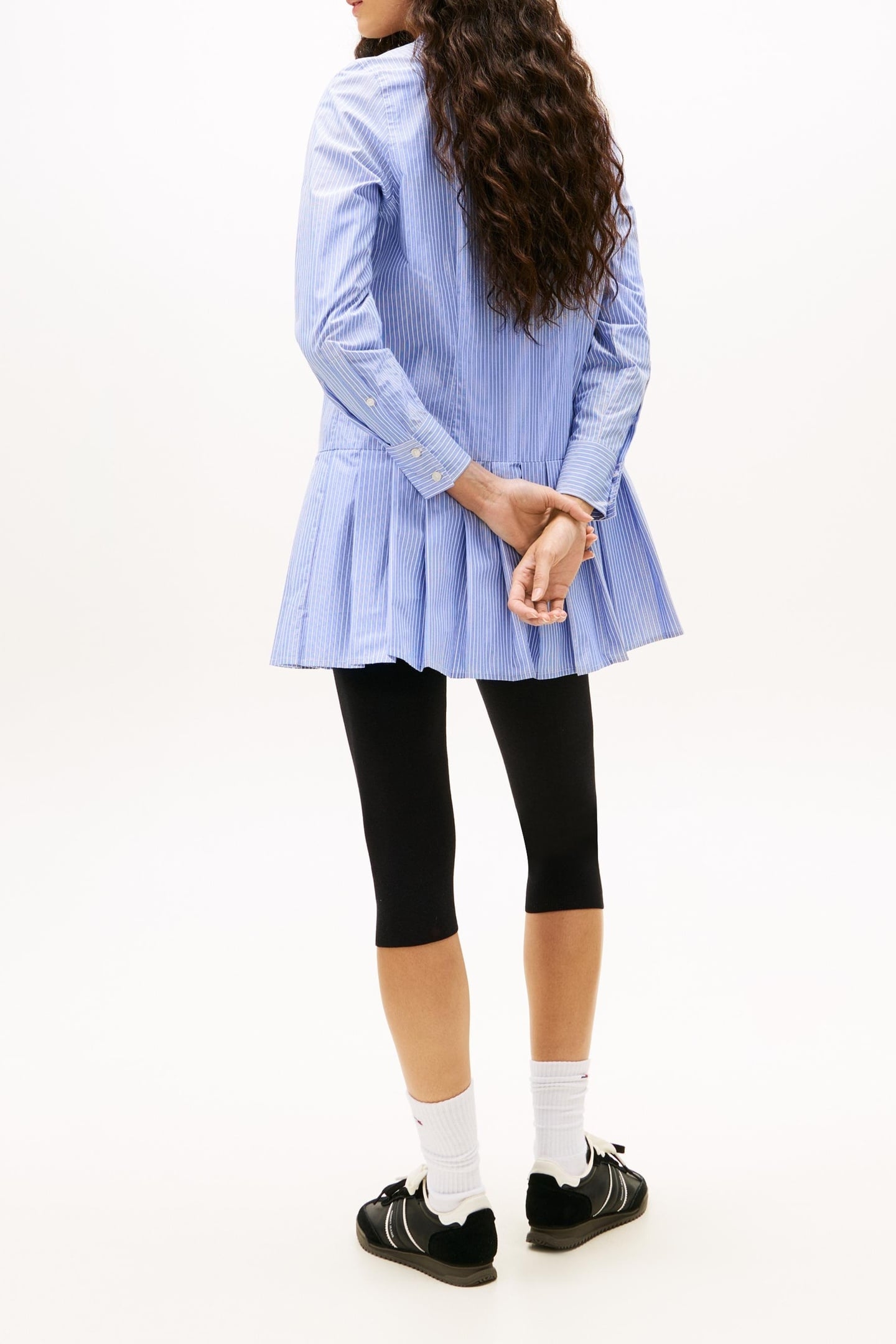 PLEATED PARTY SHIRT DRESS LIGHT BLUE 3