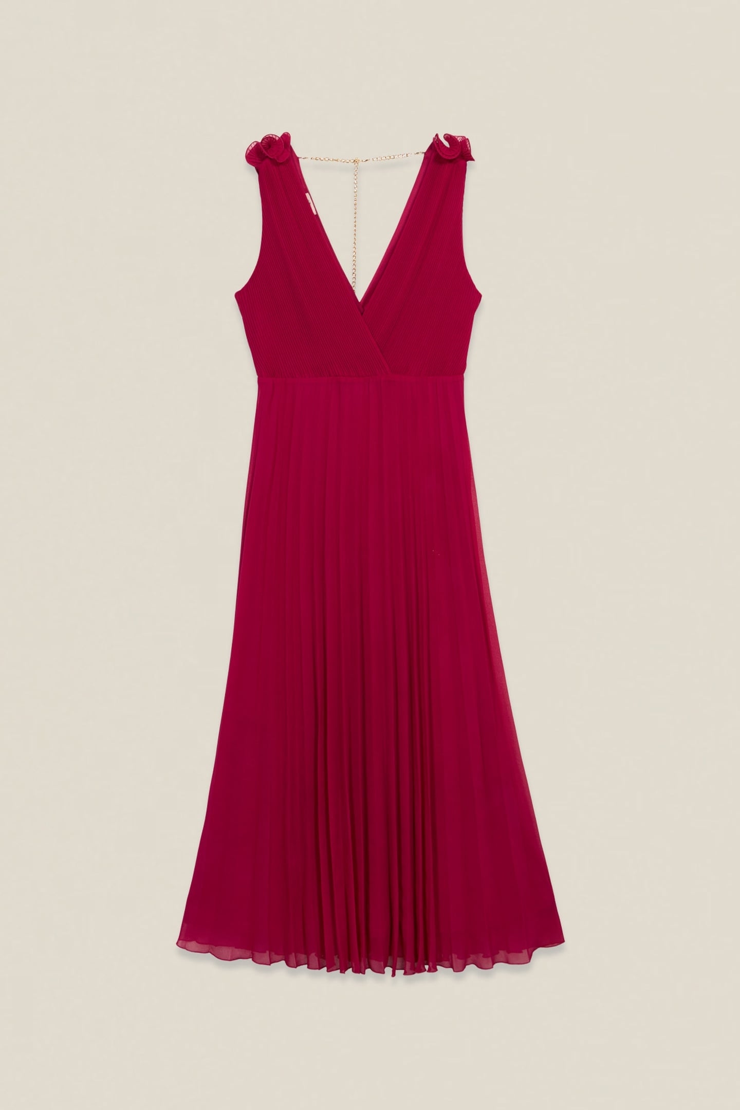 LONG PLEATED DRESS WITH RUFFLE FUCHSIA 5