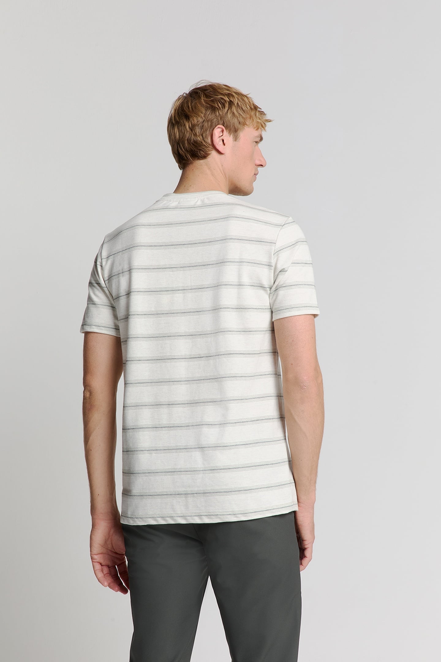 T-SHIRT CREWNECK JACQUARD STRIPE OFFWHITE 3