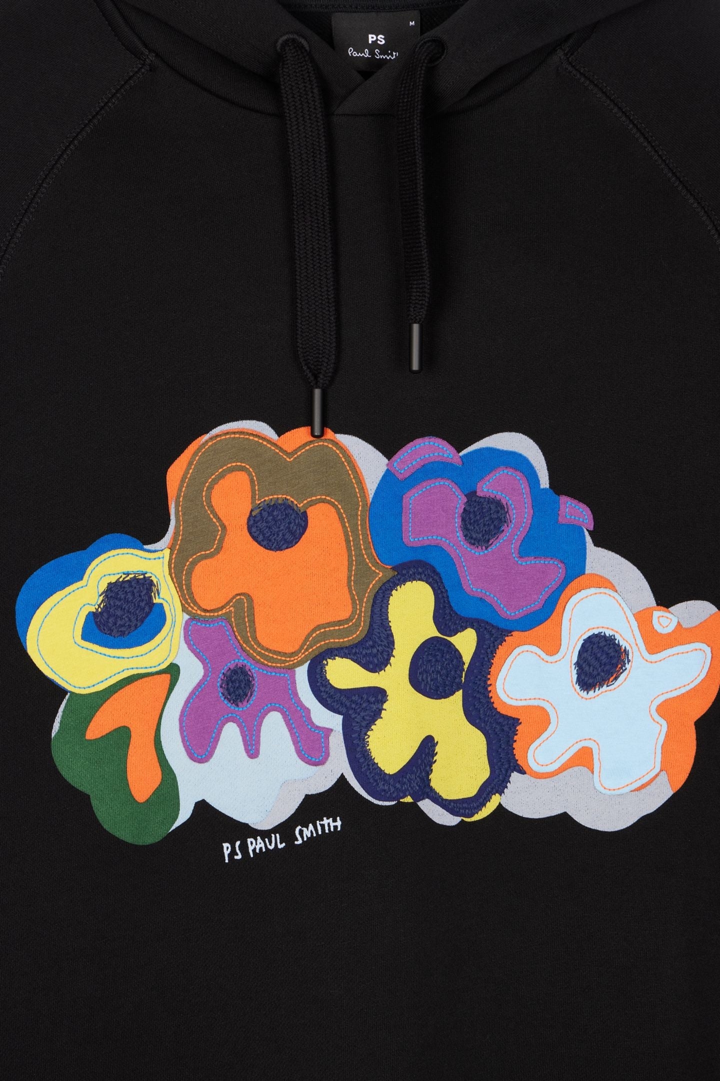 REG FIT LS HOODIE FLORAL MOTIF BLACK 6