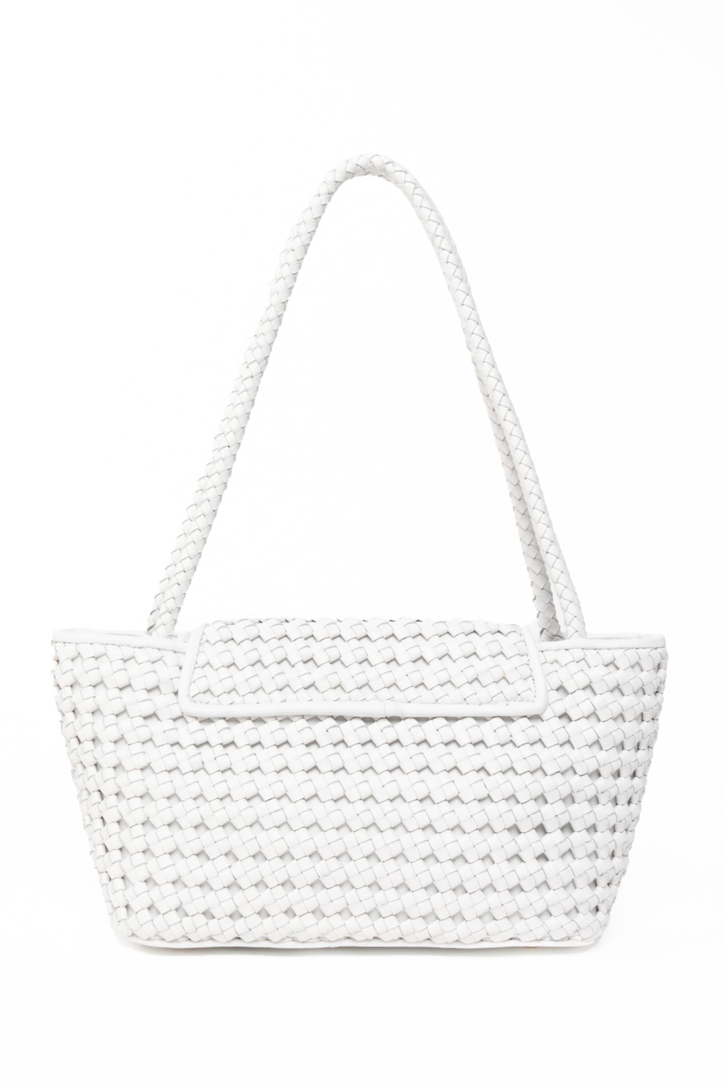COURRIER TOTE WOVEN LEATHER WHITE 3