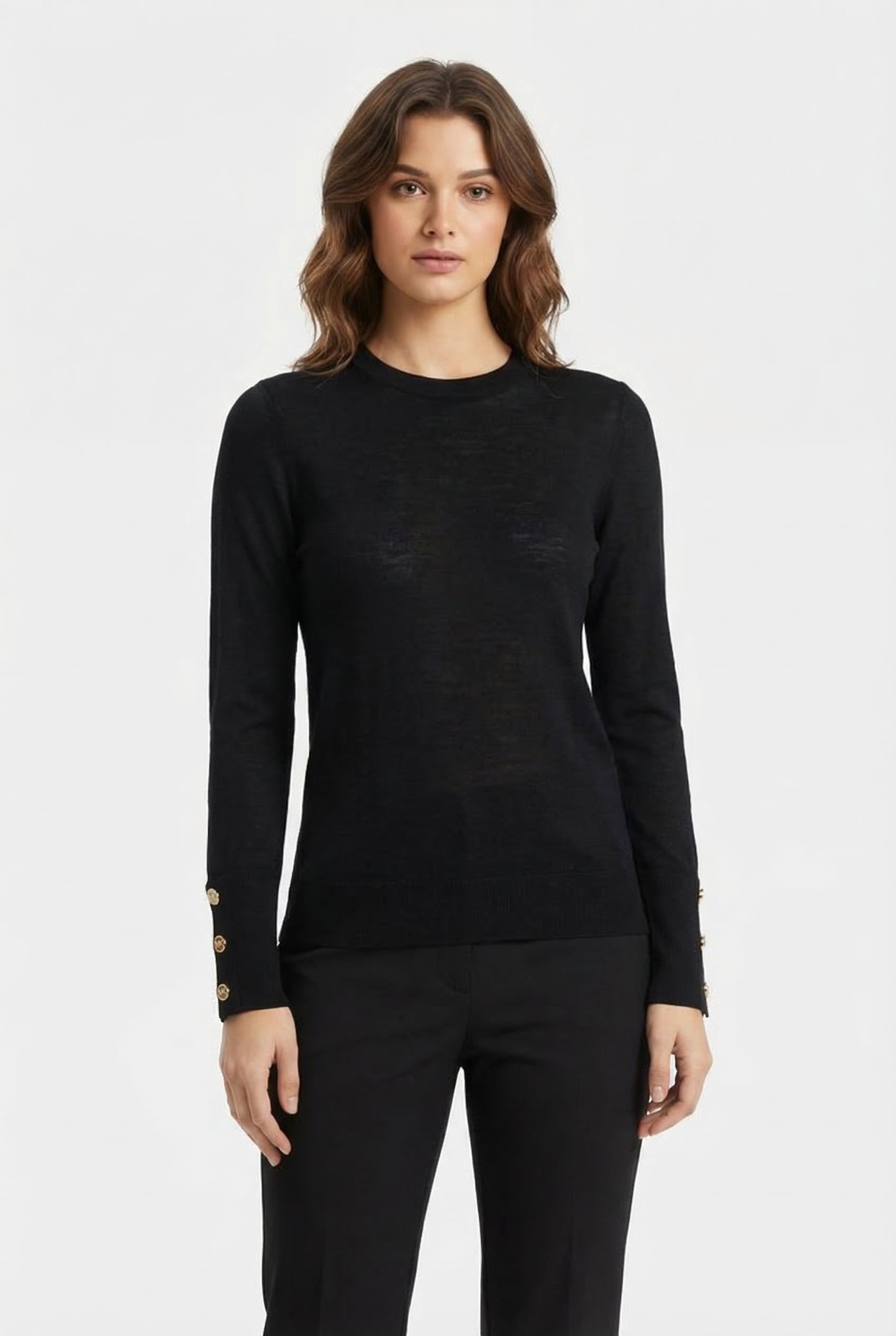 MERINO SNAP SLV LS SWEATER BLACK 1
