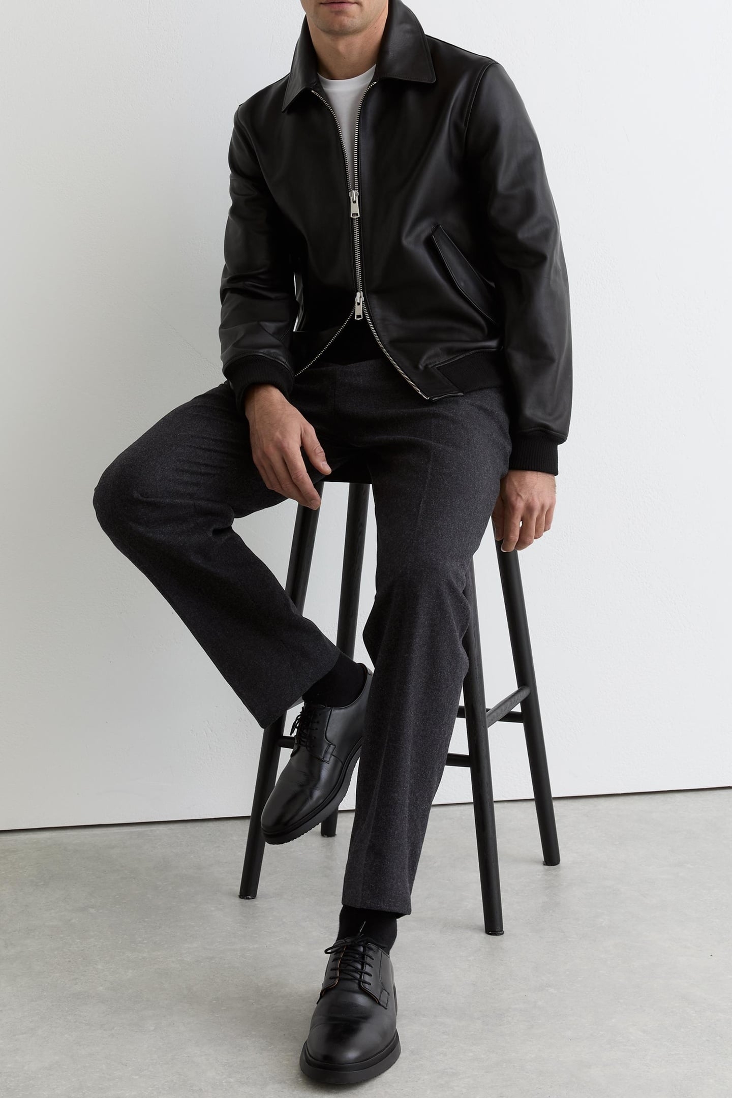 FLANNEL WIDE LEG TROUSER CHARCOAL GREY 1