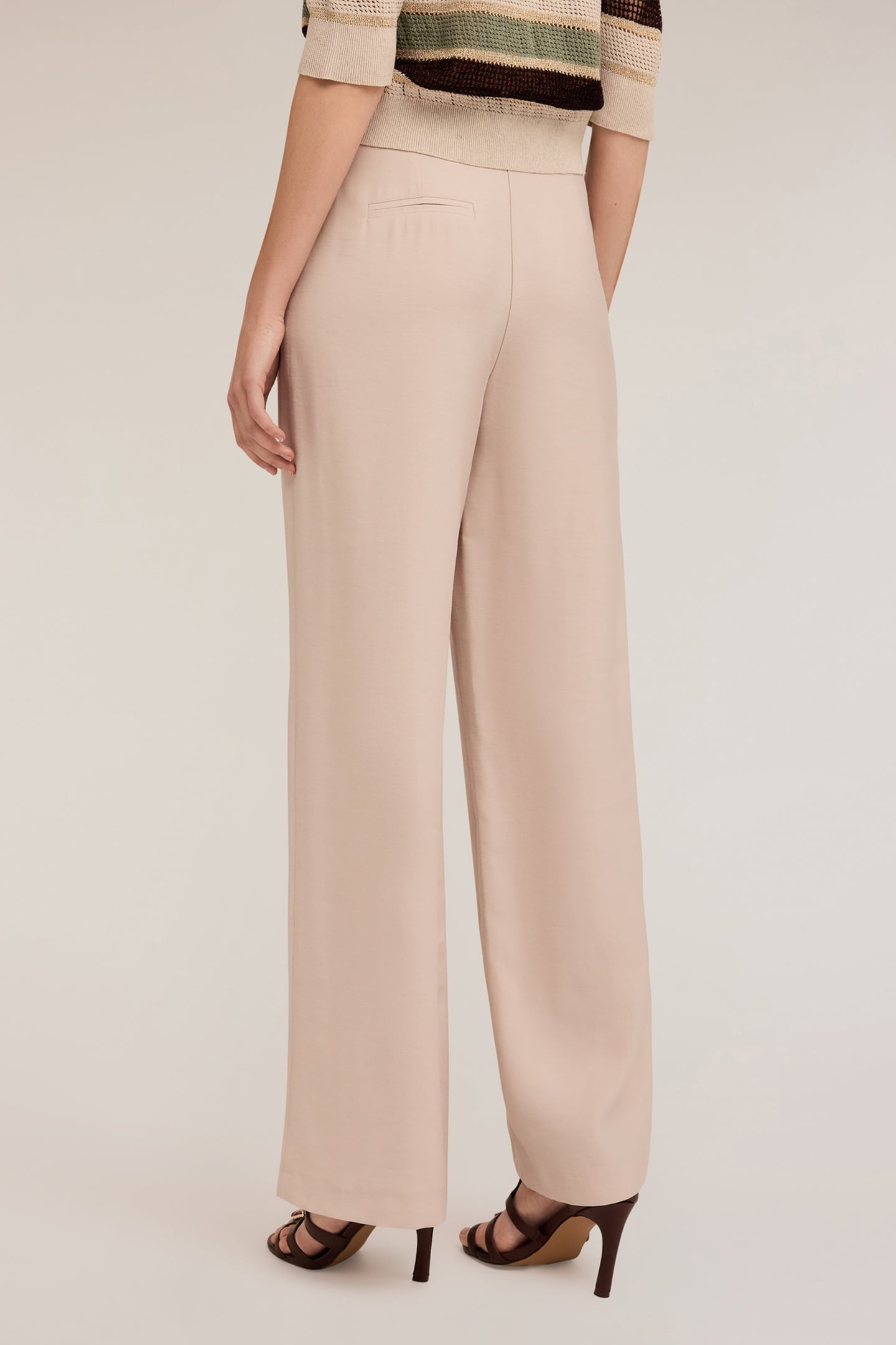 PALAZZO TROUSERS IN FLOWING VISCOSE BLEND FABRIC BEIGE 2