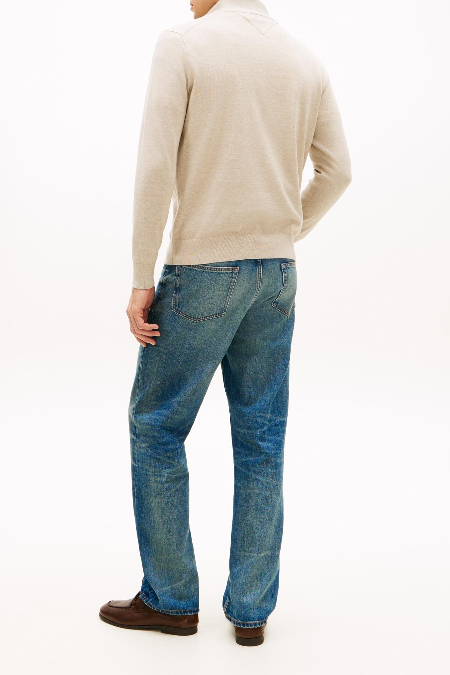 ESSENTIAL COTTON HALF ZIP SANDALWOOD HEATHER 2