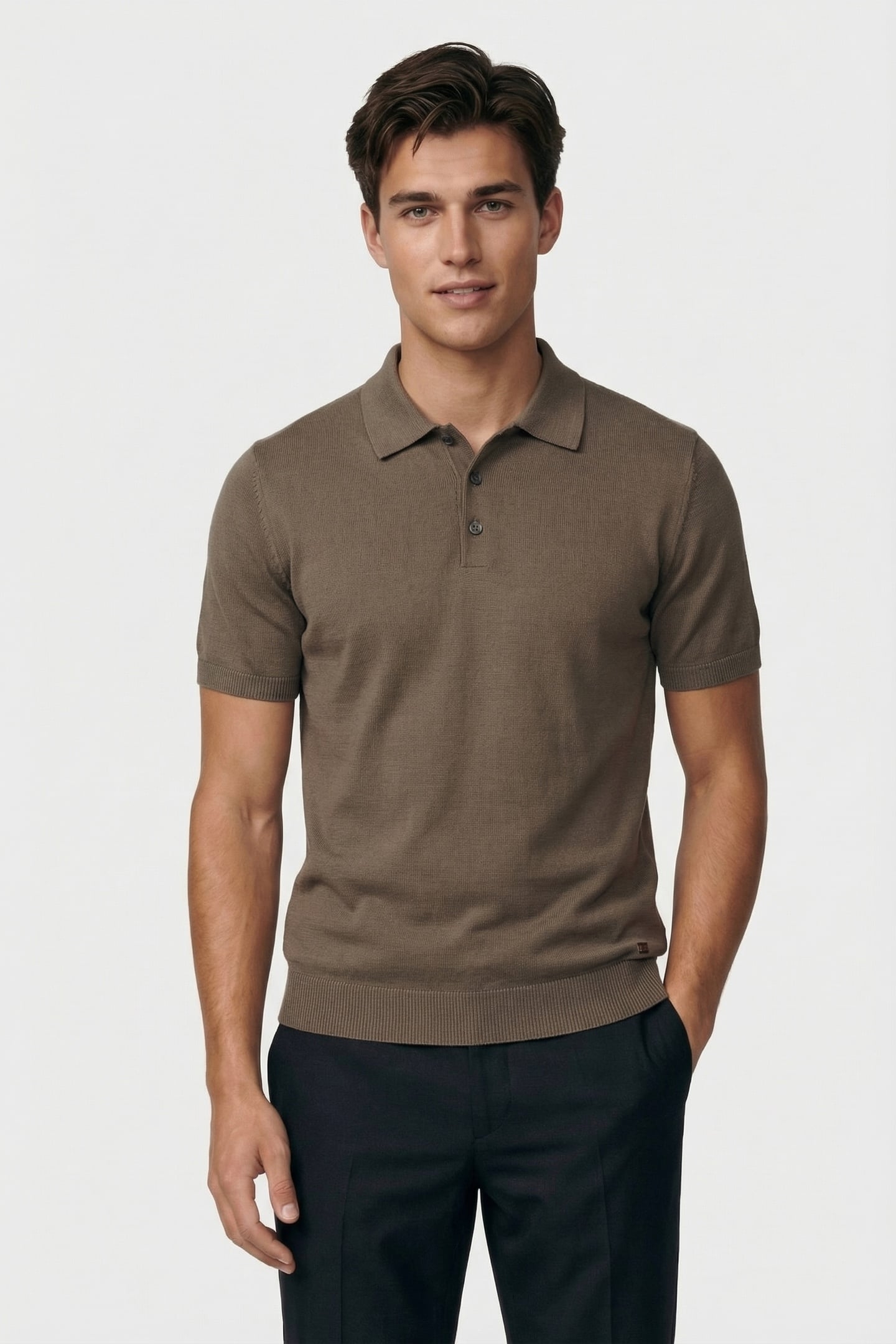PULLOVER SHORT SLEEVE POLO BUTTON SOLID DARK MOSS 1