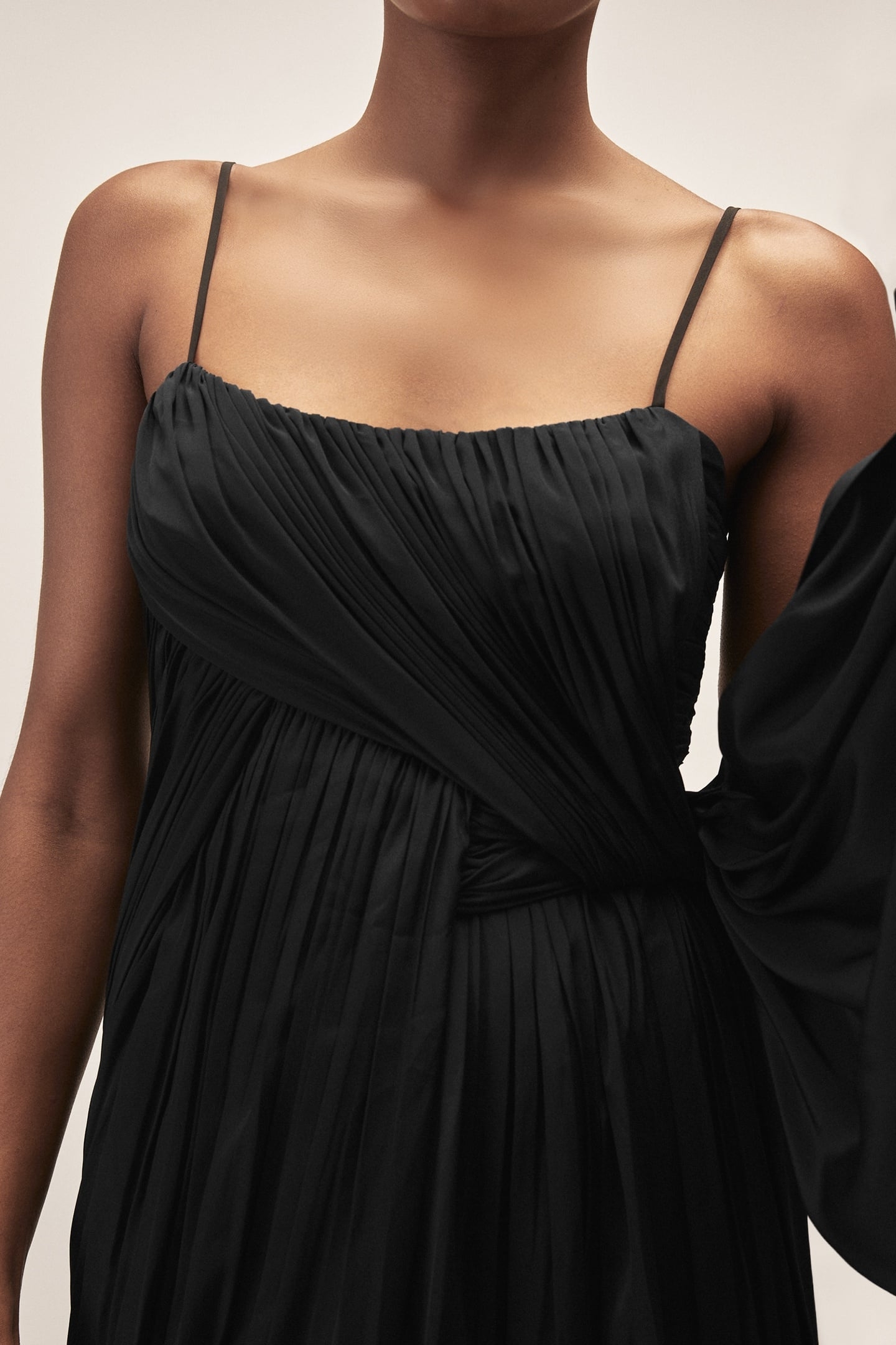 RUCHED DRAPE STRUCTURED MINI DRESS BLACK 4