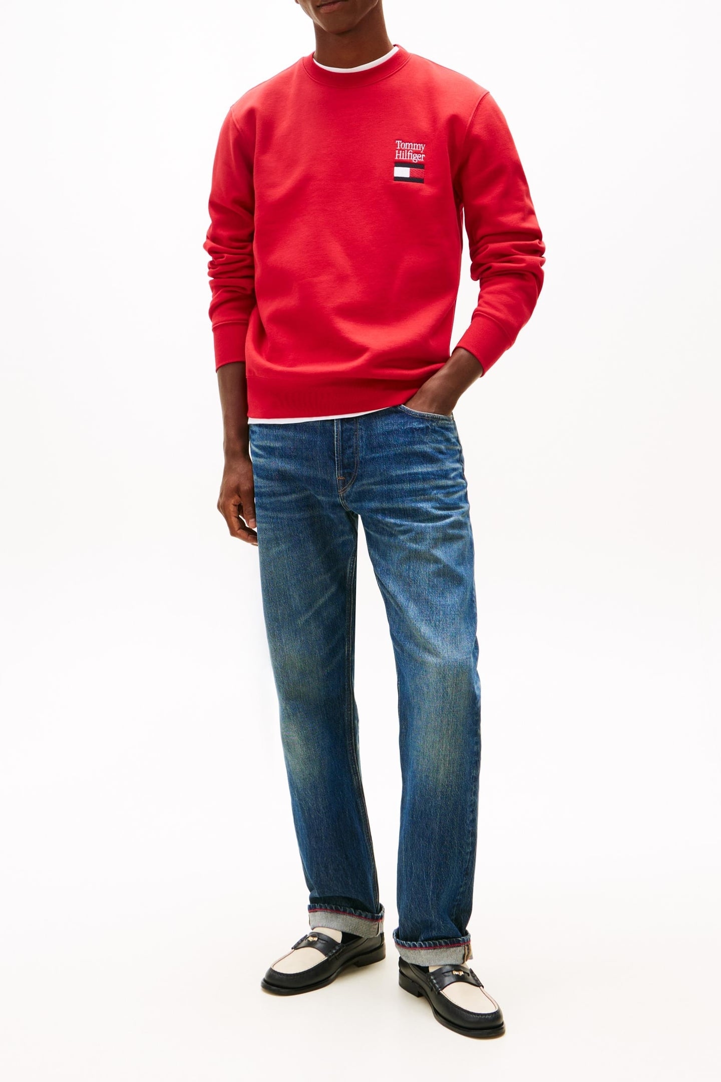 TOMMY EMBRO FLAG SWEATSHIRT MEDIUM RED 2