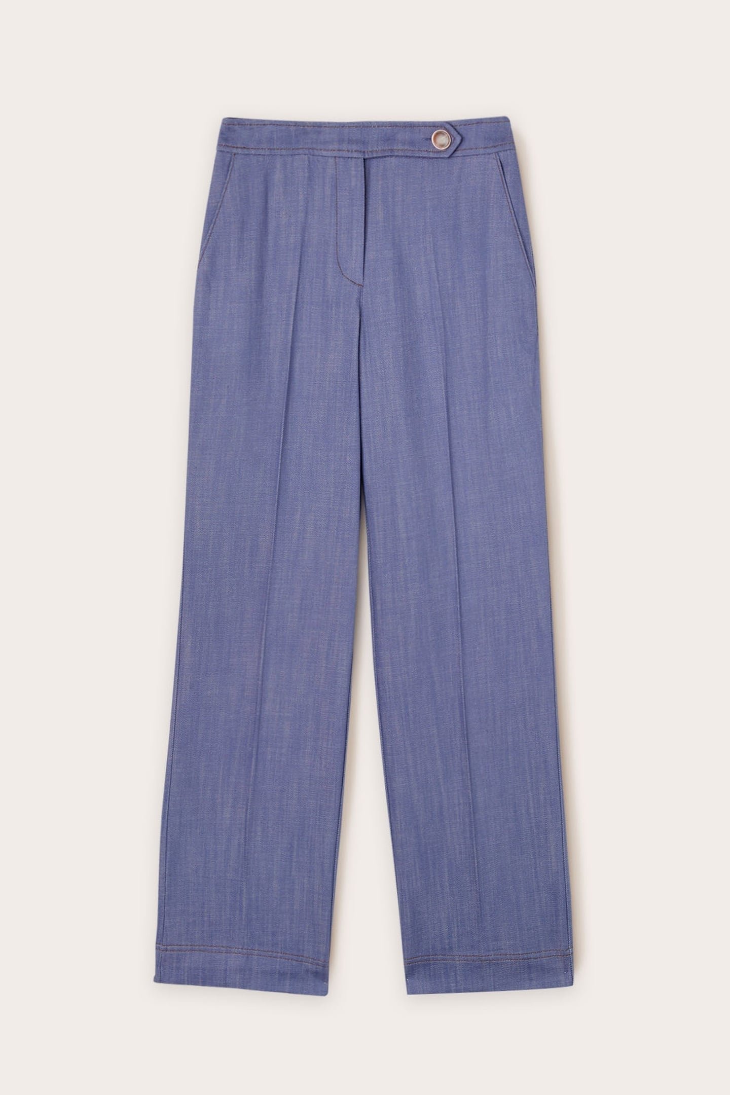 COTTON CANVAS WIDE TROUSERS LIGHT BLUE 4
