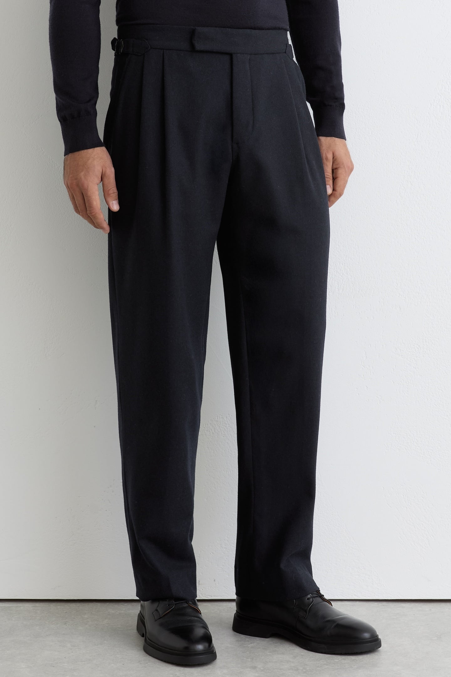 FLANNEL WIDE LEG TROUSER NAVY 1