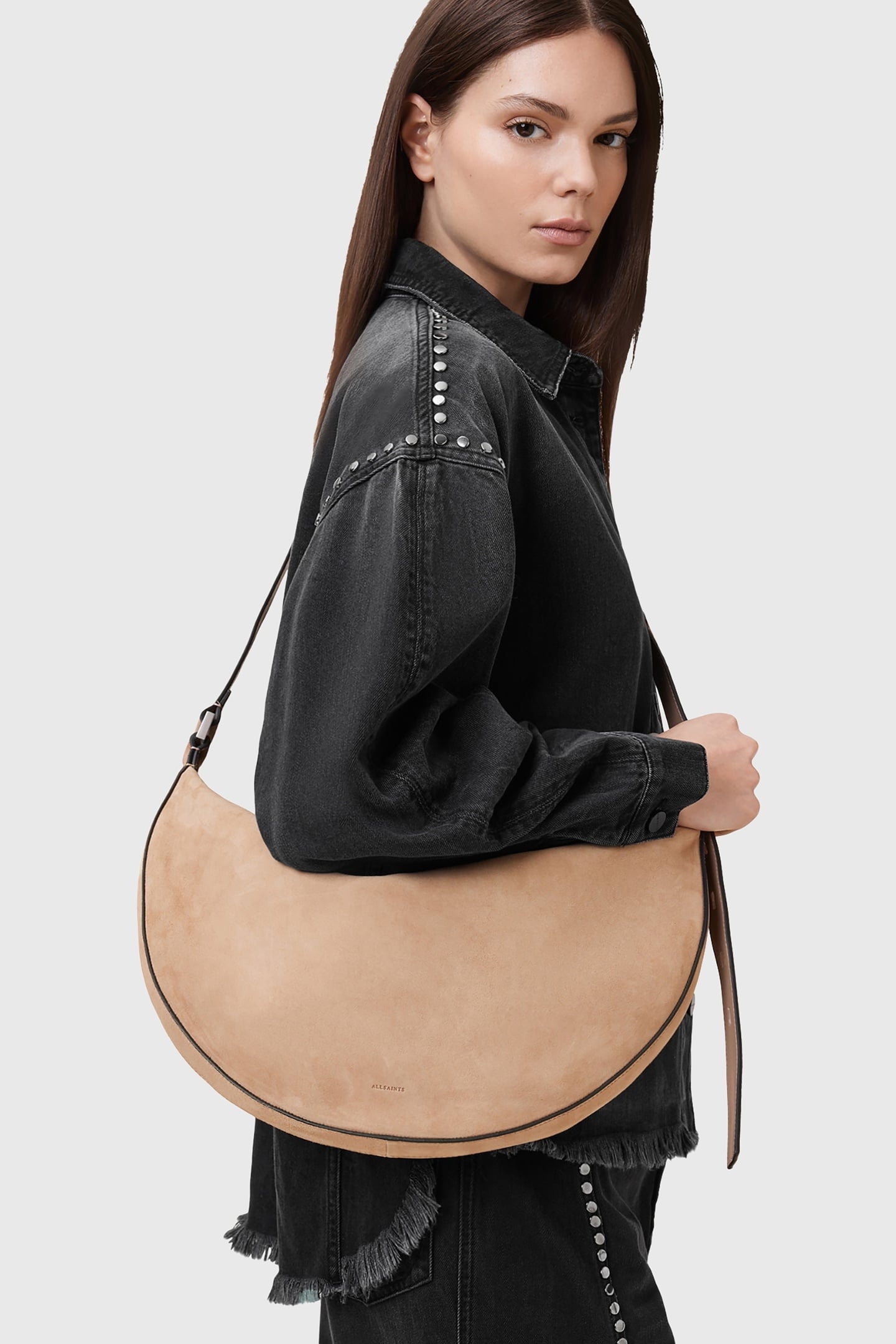 HALFMOON SUEDE SHLDR MINK BROWN 1