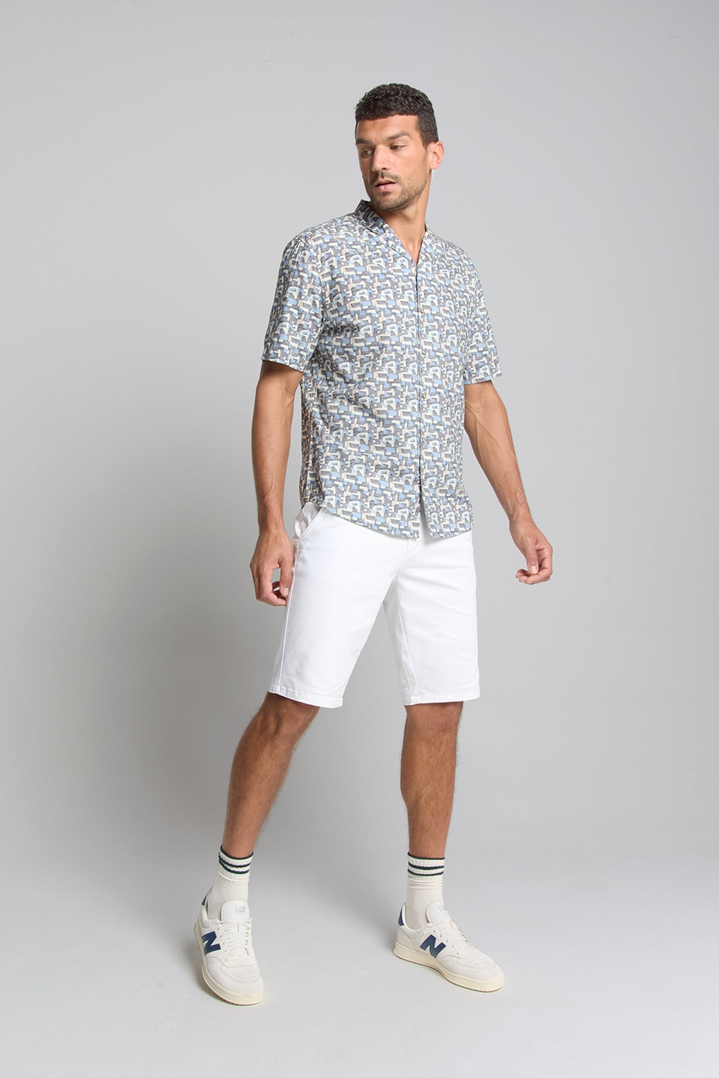 SHIRT SHORT SLEEVE ALLOVER PRINTED DARK STEEL 2