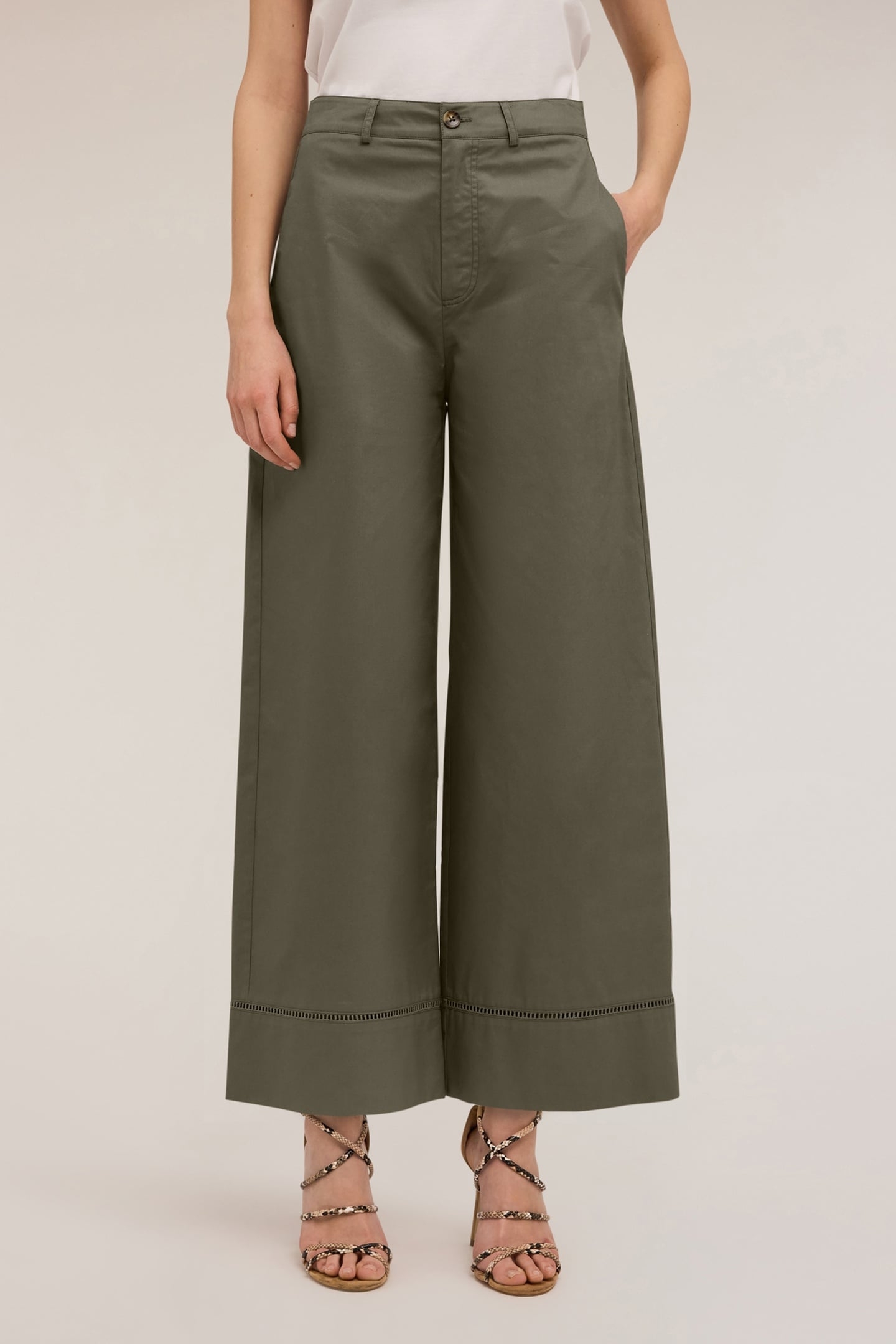 WIDE TROUSERS WITH OPENWORK DETAIL GREEN 4