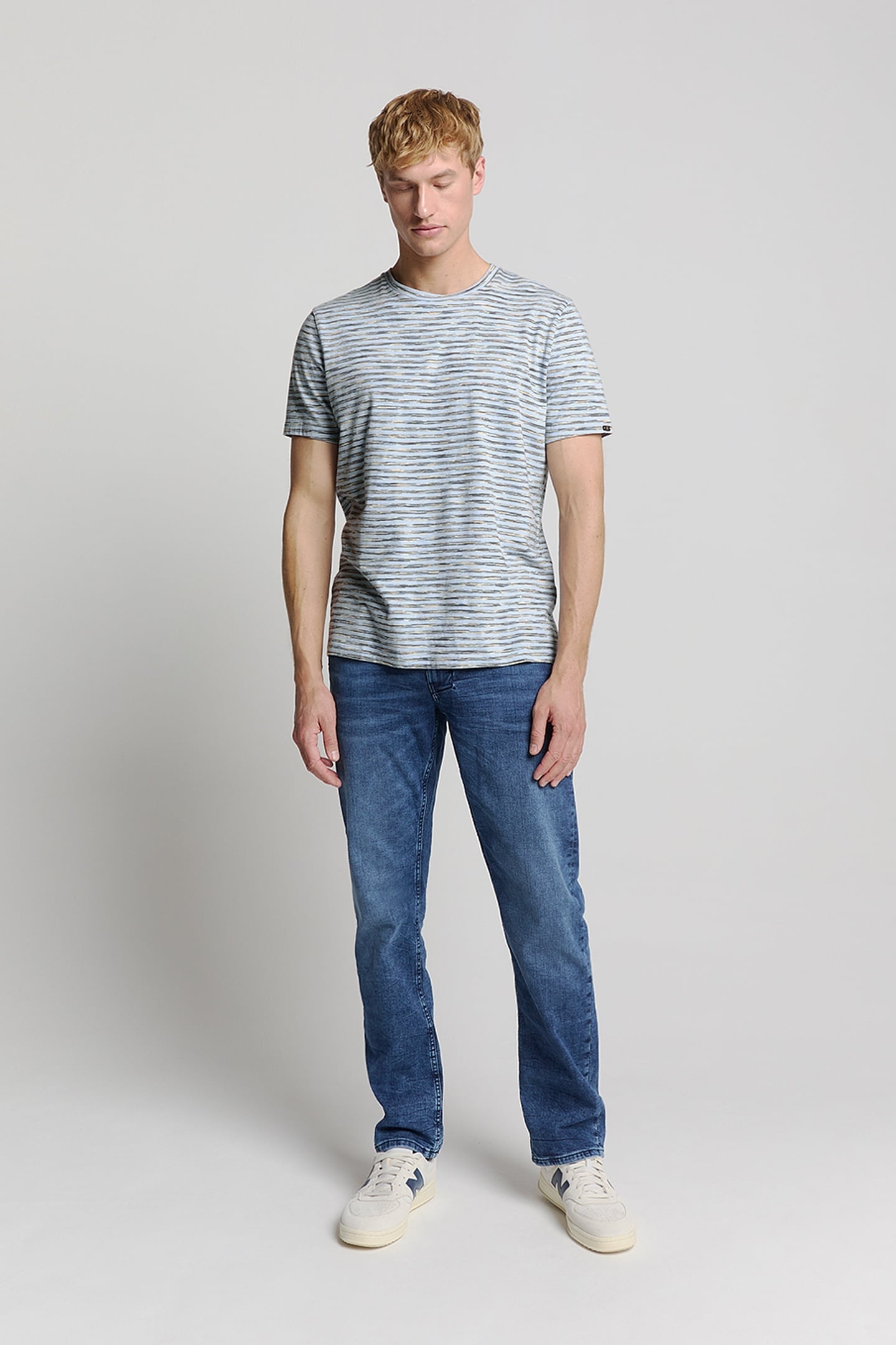 T-SHIRT CREWNECK MULTI COLOURED MELANGE STRIPES SKY 2