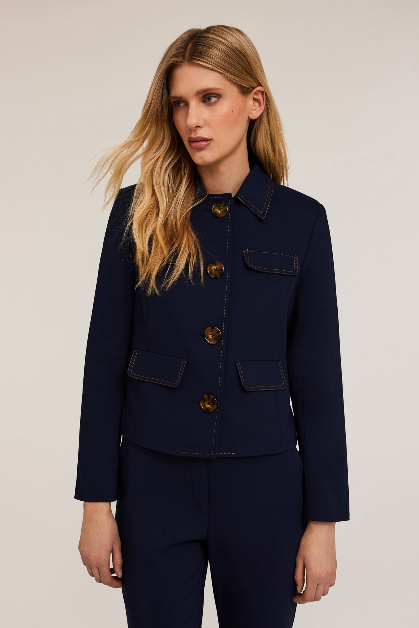 COTTON JACKET WITH OVERSIZED BUTTONS BLUE 2