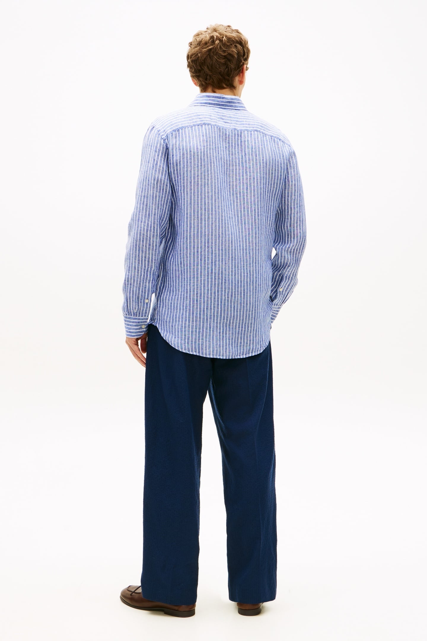 REGULAR FIT LINEN SHIRT WEDGE BLUE/STRIPE 2