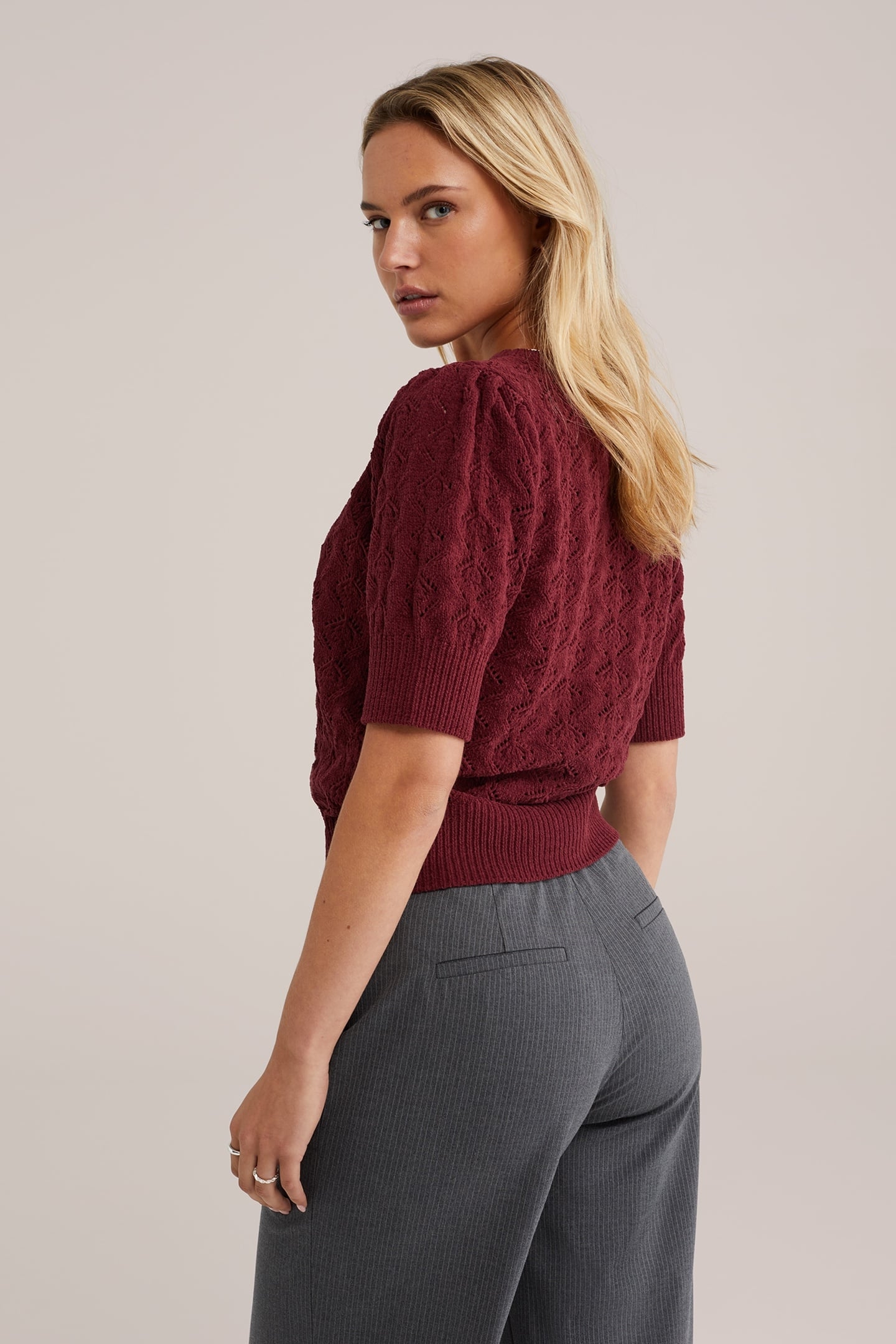 KNITTED PULLOVER BURGUNDY RED 2