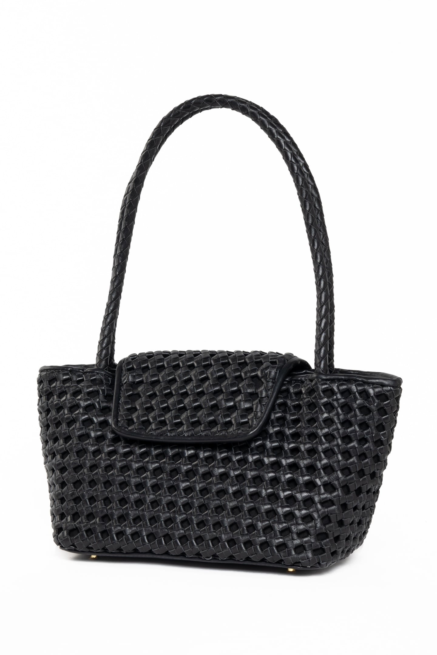 COURRIER TOTE WOVEN LEATHER BLACK 3