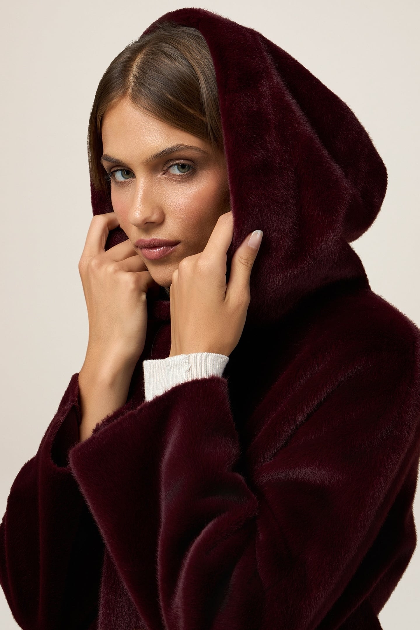 HOODED TEDDY BEAR JACKET BURGUNDY 4