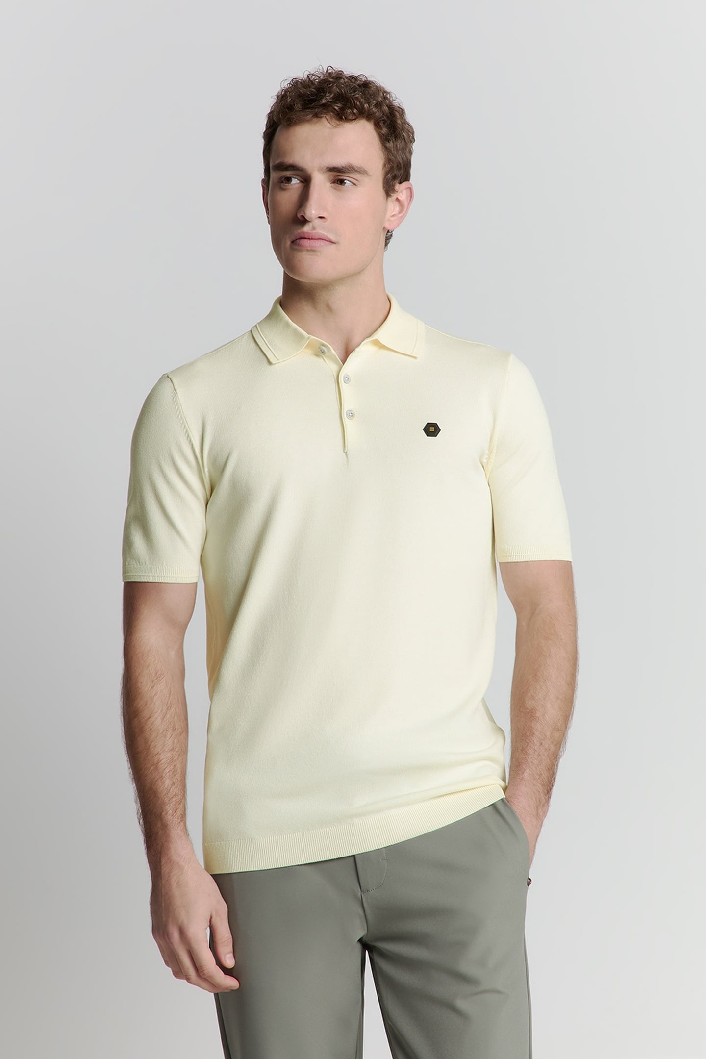 PULLOVER SHORT SLEEVE POLO BUTTON SOLID OFFWHITE 1