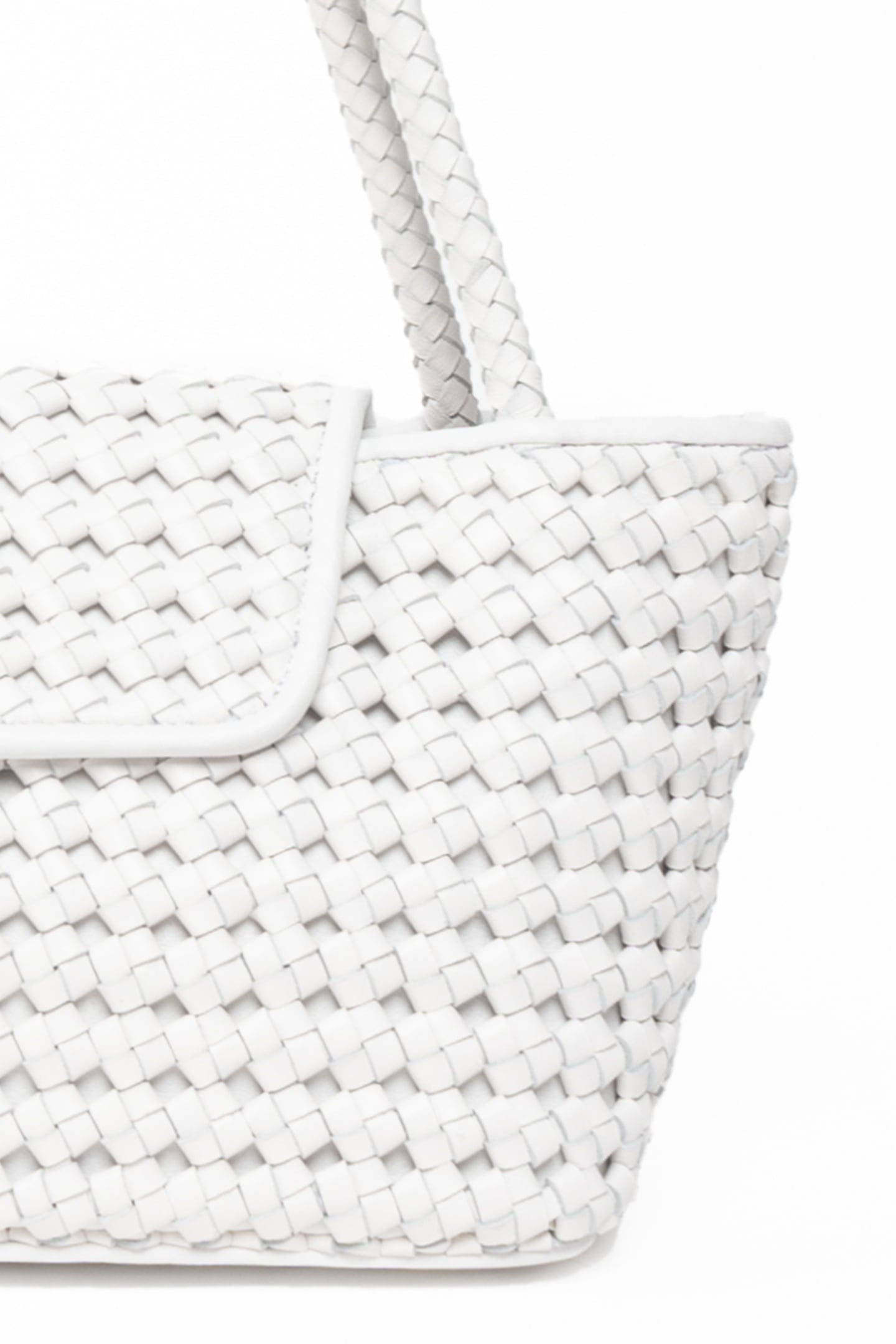 COURRIER TOTE WOVEN LEATHER WHITE 4
