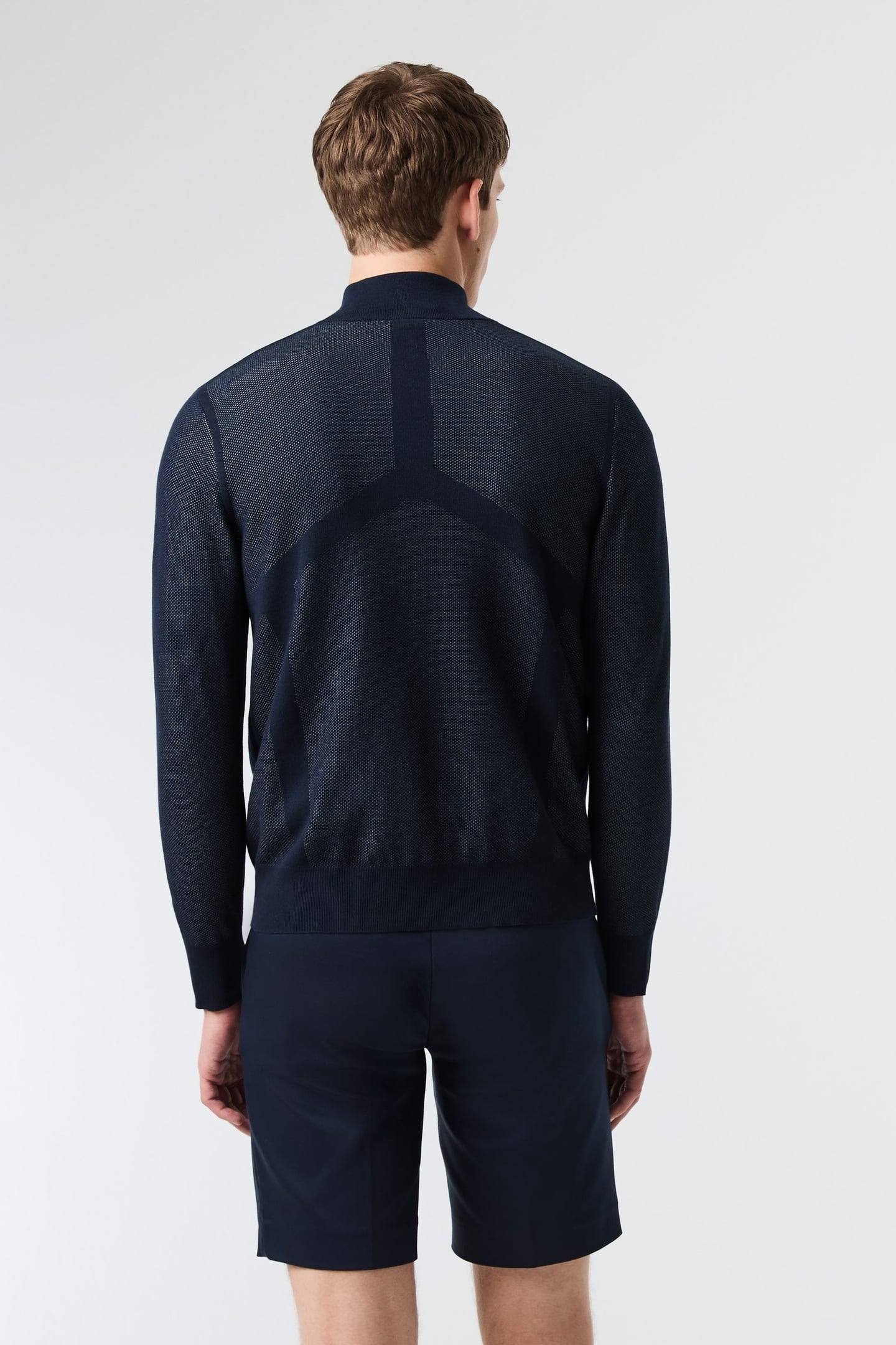 FAWAN V1.Y9.01 FLAT-KNIT-JACKET DARK NAVY/FOG BLUE 2