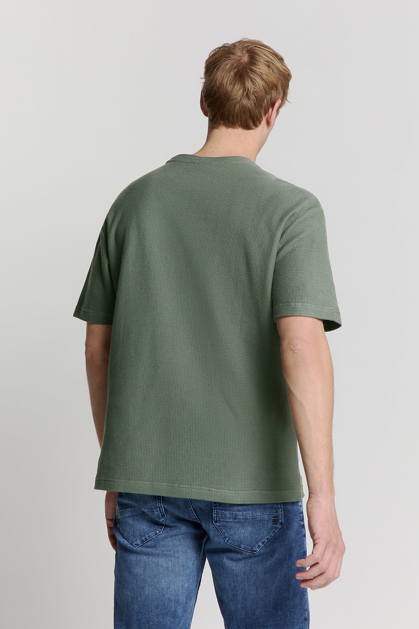 T-SHIRT CREWNECK SOLID RELIEF JACQUARD DARK STEEL 2