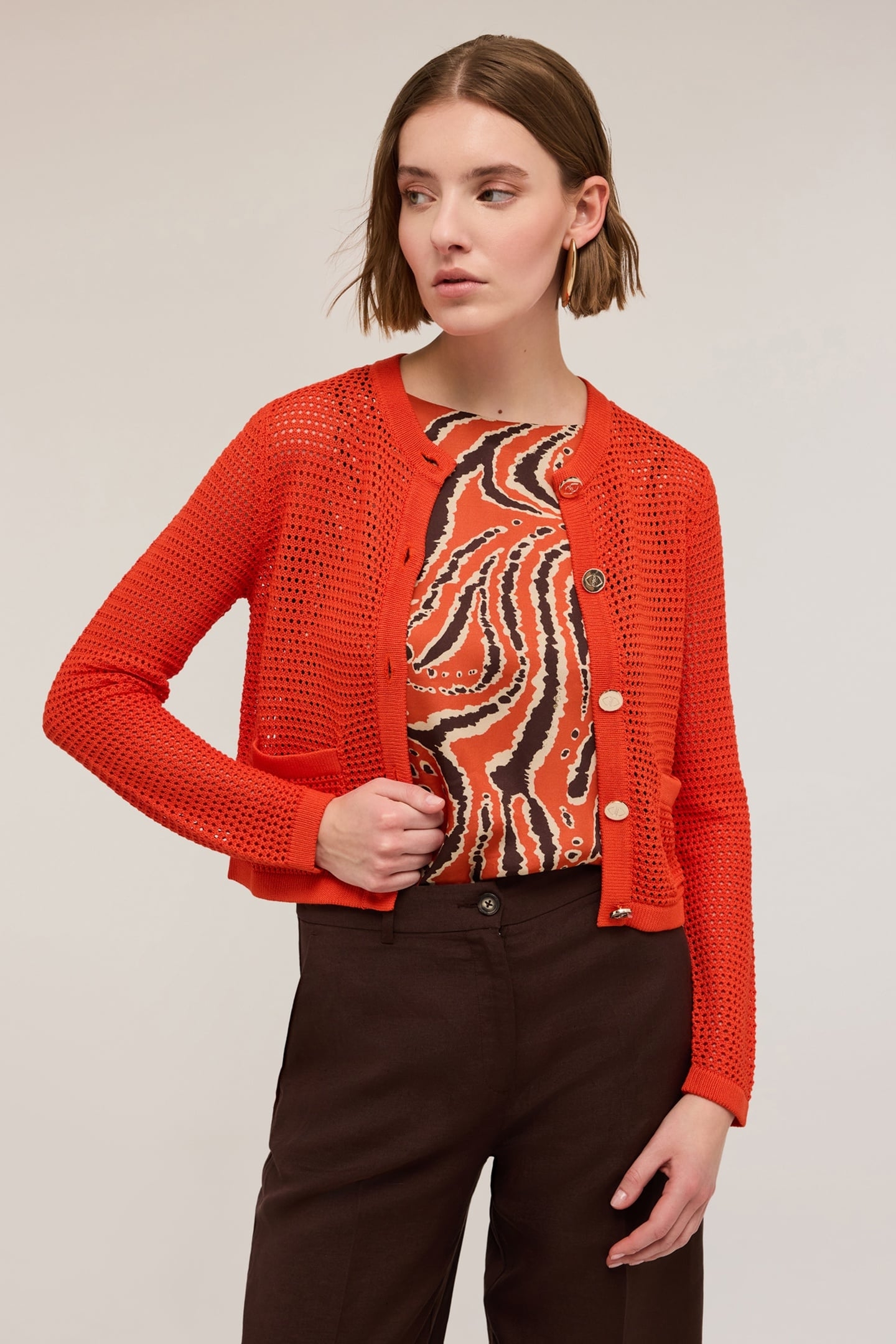 OPENWORK KNITTED CARDIGAN RED 4