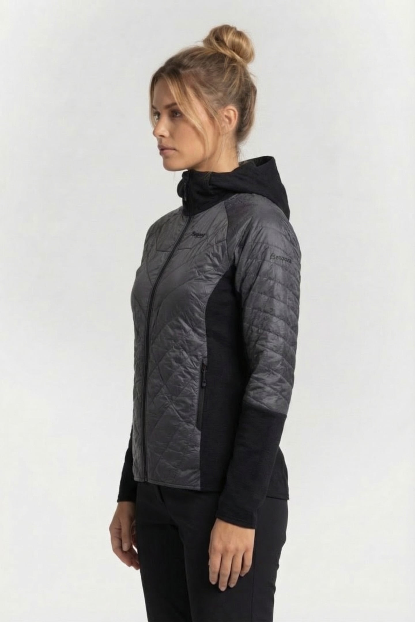 CECILIE LIGHT INSULATED HYBRID JACKET SOLID DARK GREY/BLACK 3